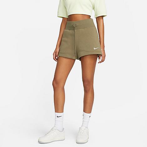 Nike Women's Sportswear Phoenix Fleece High-rise Shorts In Medium Olive/sail