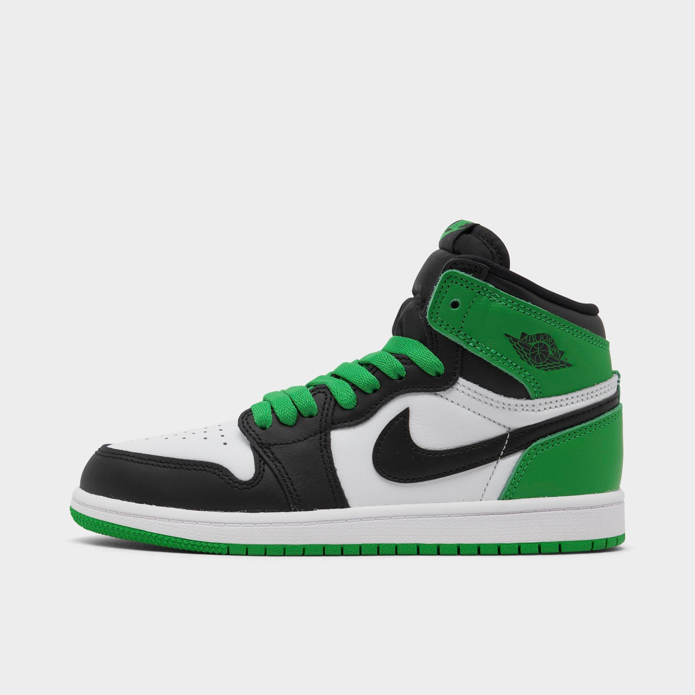 Nike Little Kids' Air Jordan Retro 1 High Og Casual Shoes In Black/lucky Green/white