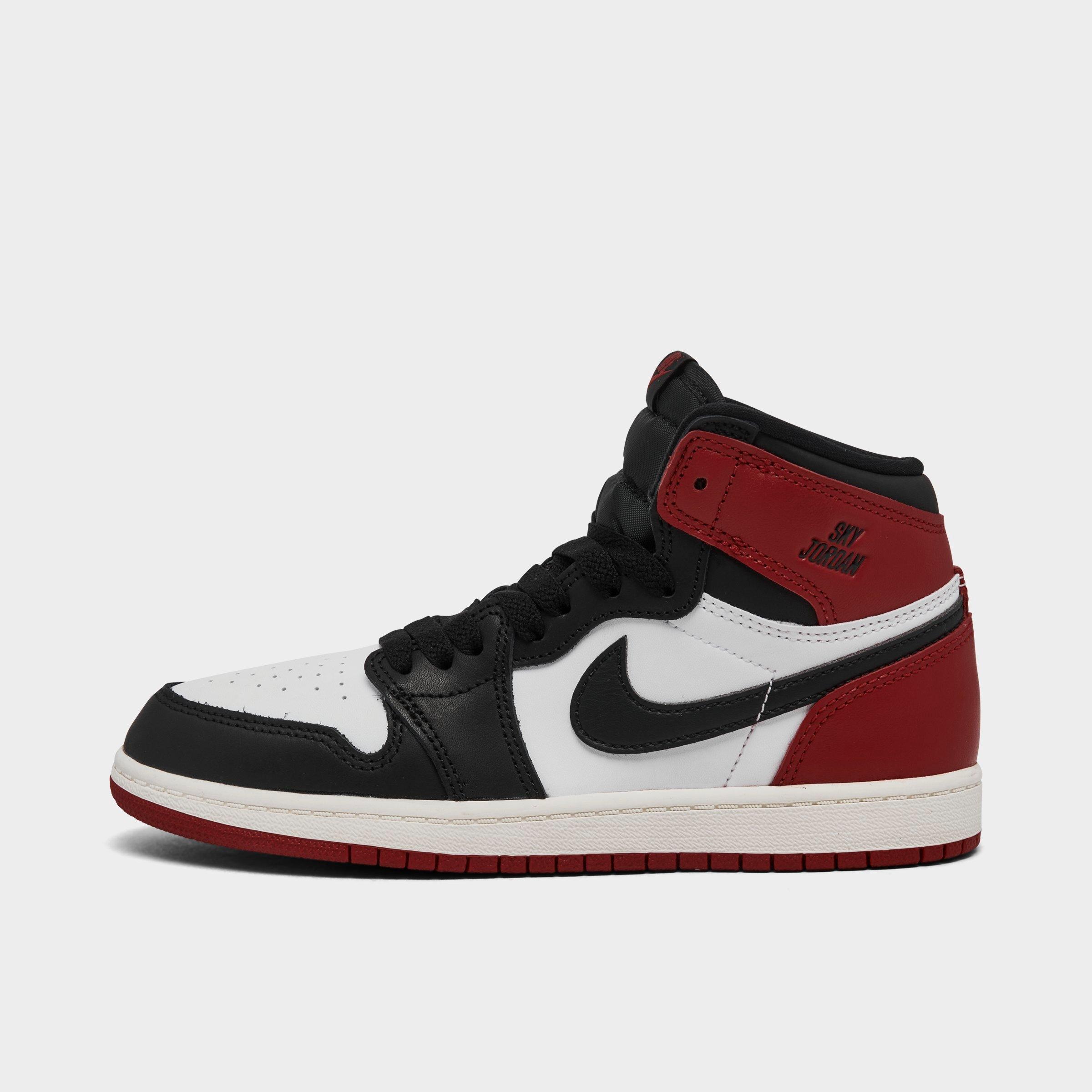 Jordan Little Kids' Air Retro 1 High OG Casual Shoes in Red/Black/White Size 13.5 Leather