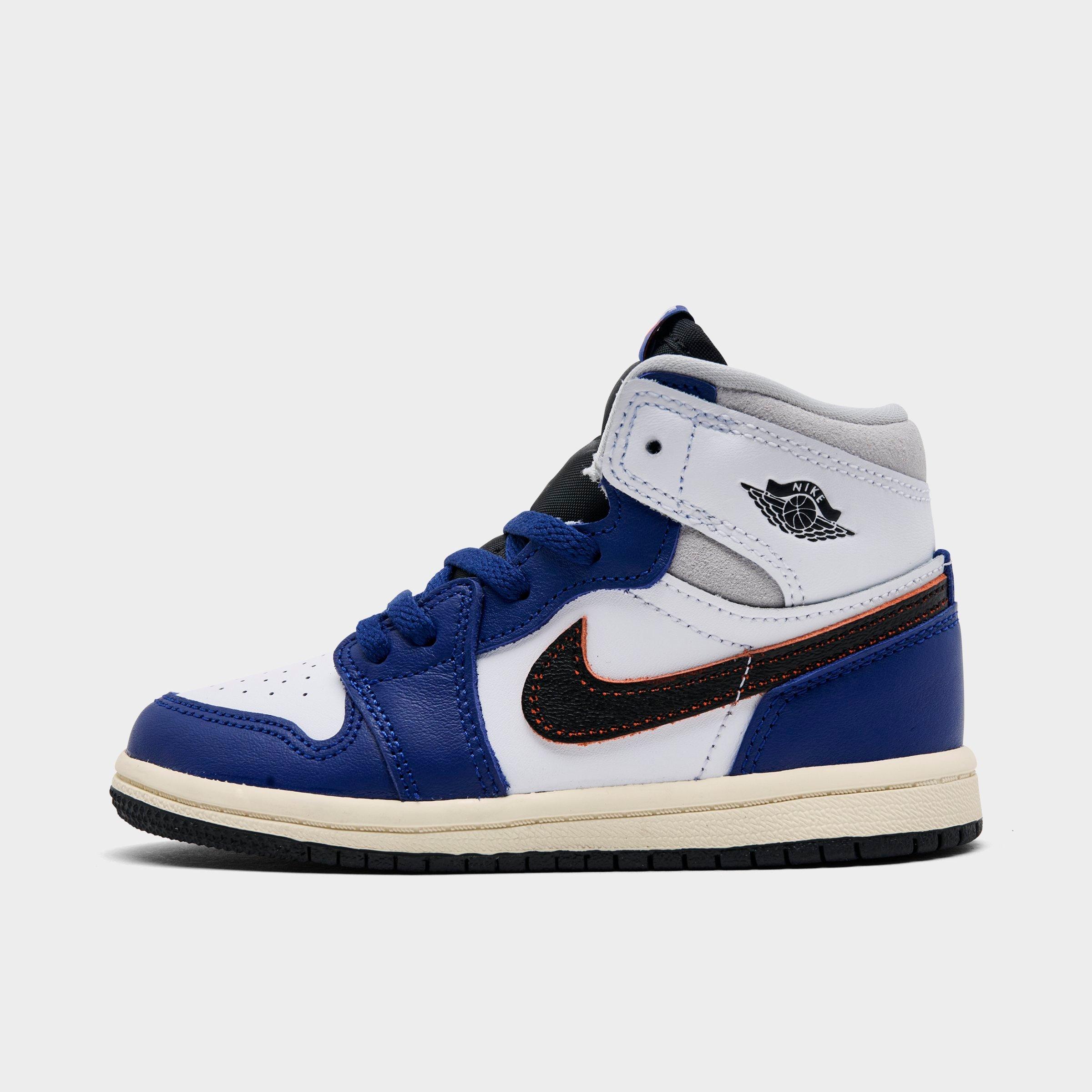 Nike Jordan Kids' Toddler Air Retro 1 High Og Casual Shoes In White/black/neutral Grey/deep Royal Blue