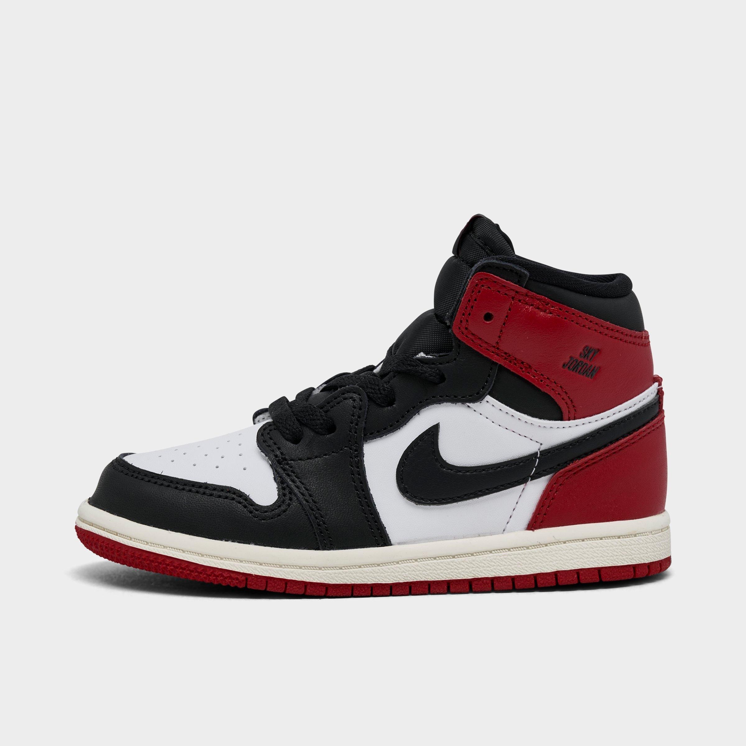 Jordan Kids' Toddler Air Retro 1 High OG Casual Shoes in Red/Black/White Size 4 Leather