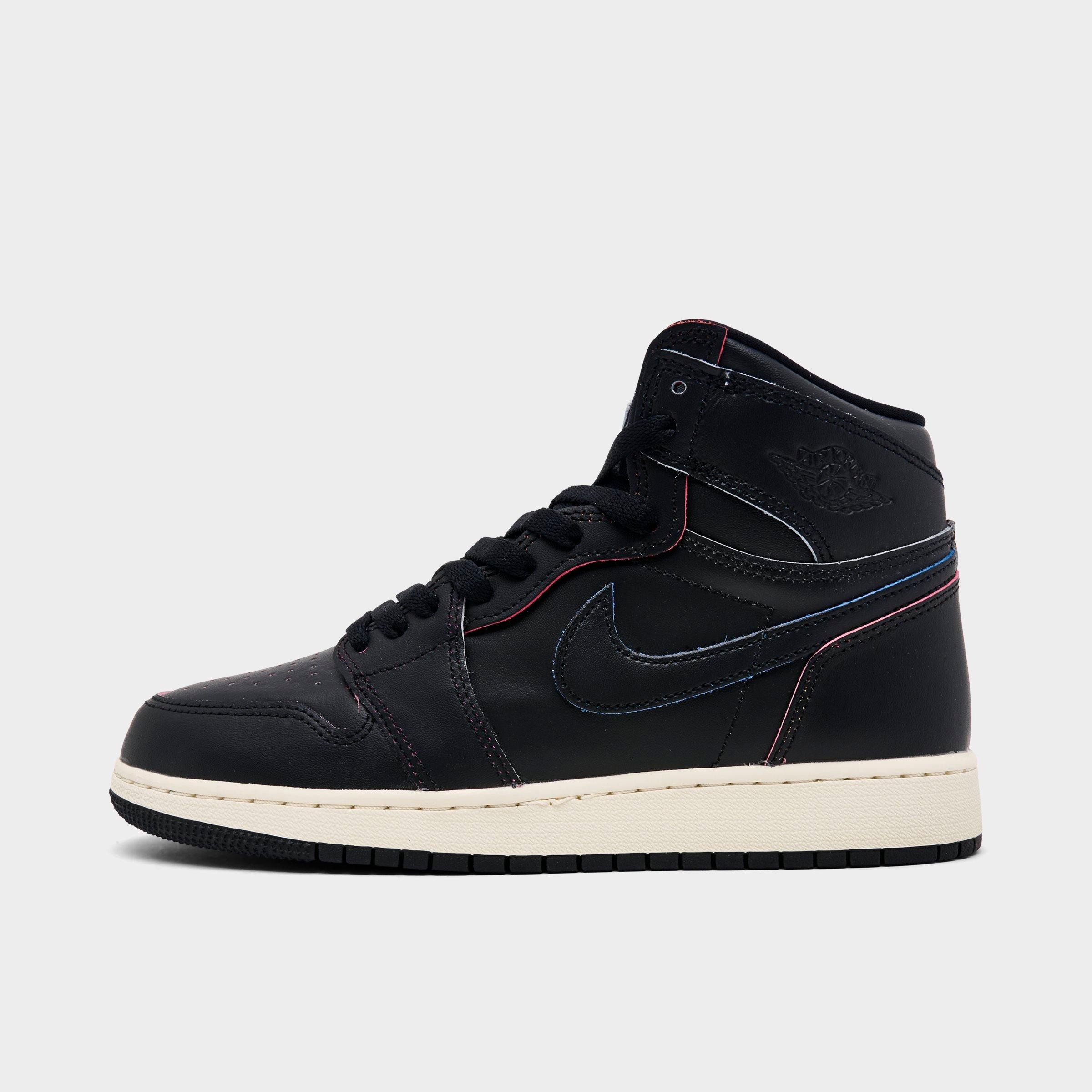 Jordan Big Kids Air Retro 1 High SE Casual Shoes in Black/Muslin Size: 3.5