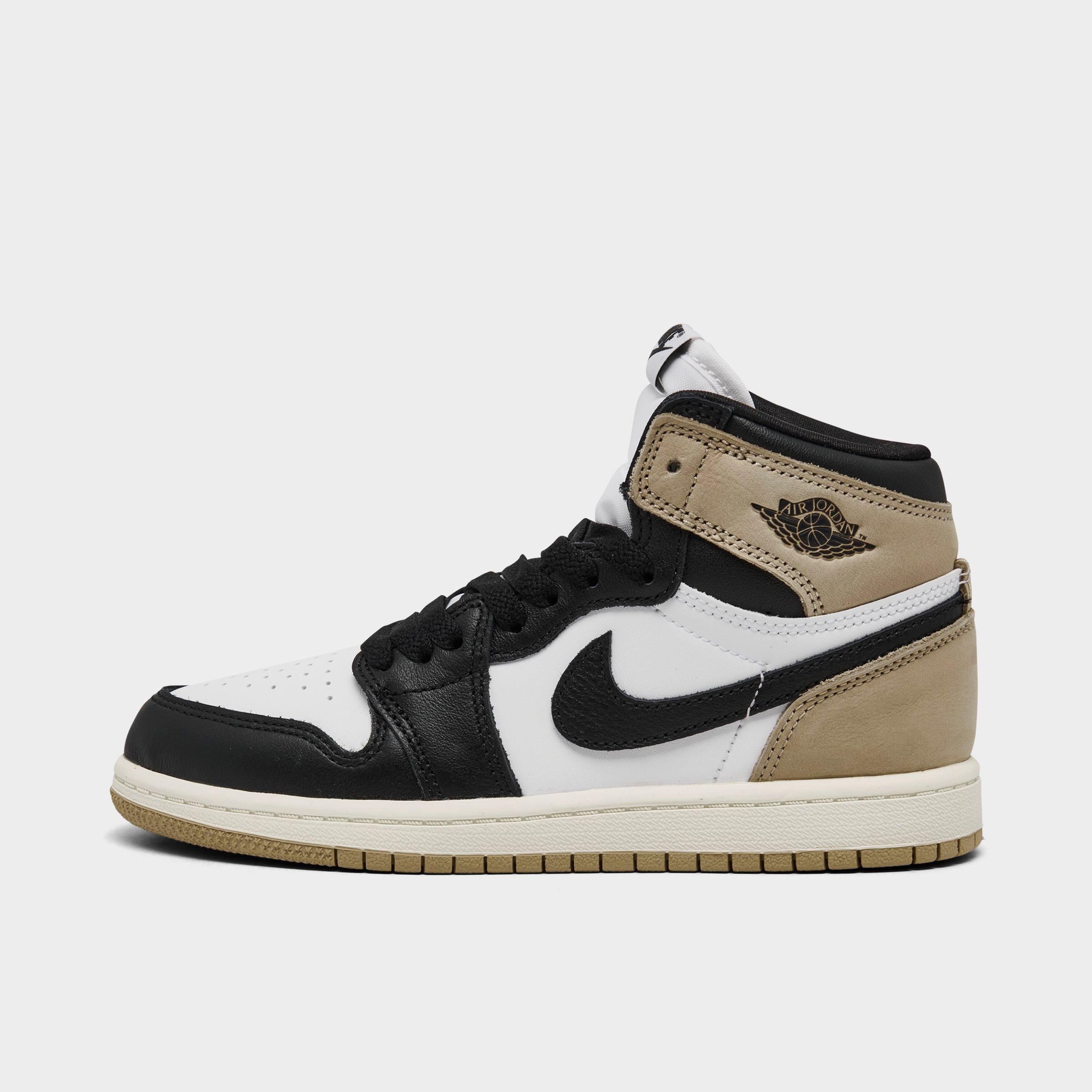 Nike Jordan Little Kids' Air Retro 1 High Og Casual Shoes In Black/white/sail/legend Medium Brown