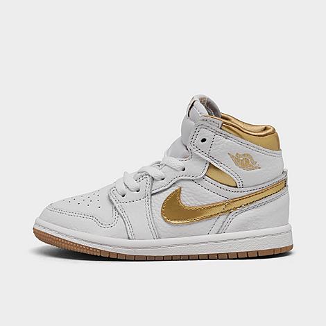 Shop Nike Jordan Kids' Toddler Air Retro 1 High Og Casual Shoes In White/metallic Gold/gum Light Brown