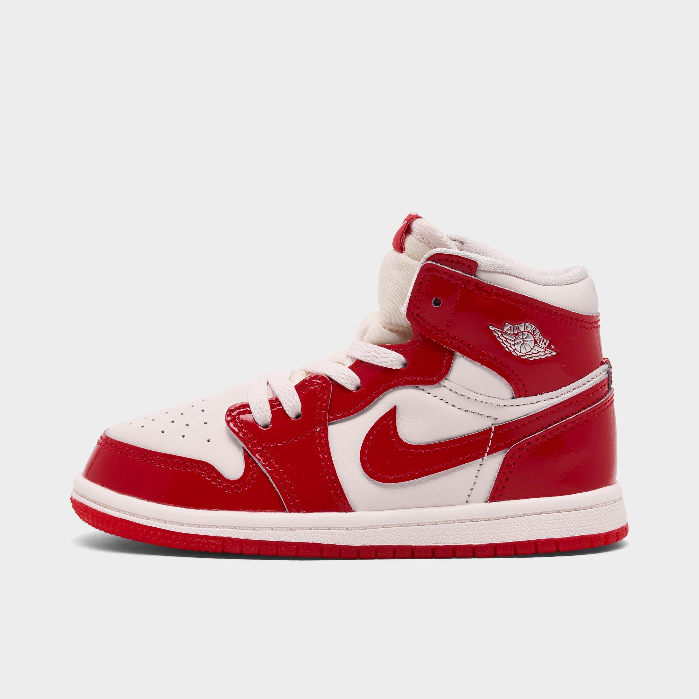 Jordan Kids Toddler Air Retro 1 High OG Casual Shoes in University Red/Metallic Silver Size: 6.0