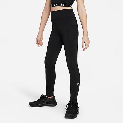 Shop Nike Girls' Dri-fit One High-waist Pocket Leggings In Black/white