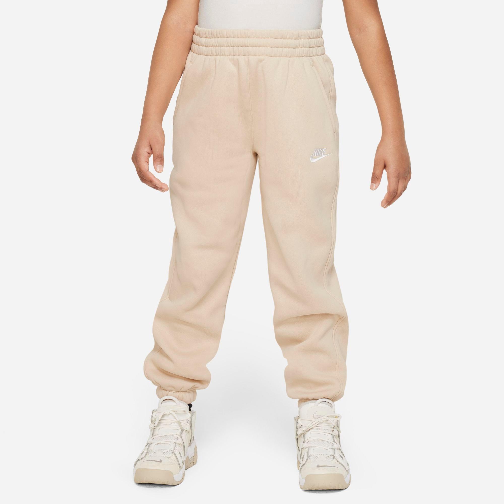 Nike Big Kids Sportswear Club Fleece Loose Jogger Pants in Sanddrift/Sanddrift/White Size: XS