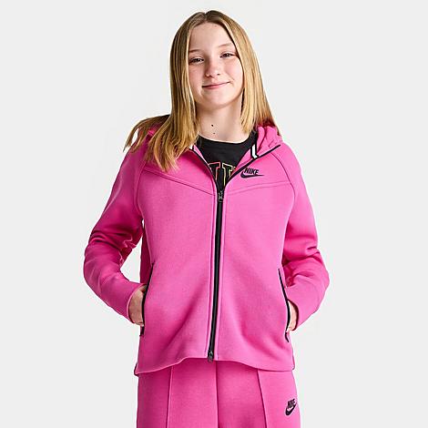 Nike Kids'  Girls' Sportswear Tech Fleece Full-zip Hoodie In Alchemy Pink/black/black