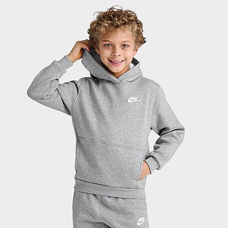 Nike Kids' Sportswear Club Fleece Pullover Hoodie In Dark Grey Heather/white