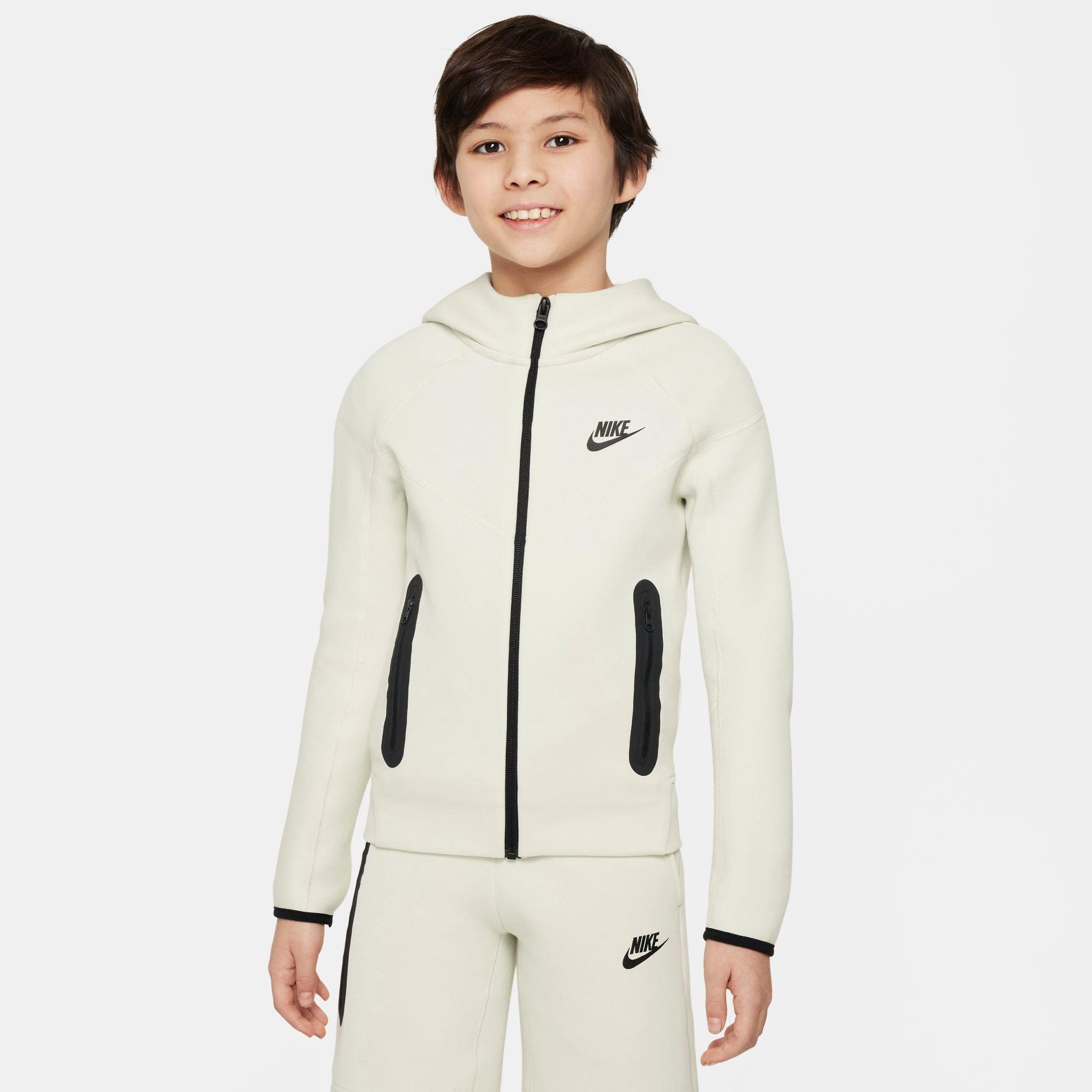 Shop Nike Boys' Sportswear Tech Fleece Full-zip Hoodie In Sea Glass/black/black