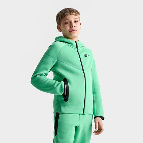 Nike Kids'  Boys' Sportswear Tech Fleece Full-zip Hoodie In Spring Green/black/black