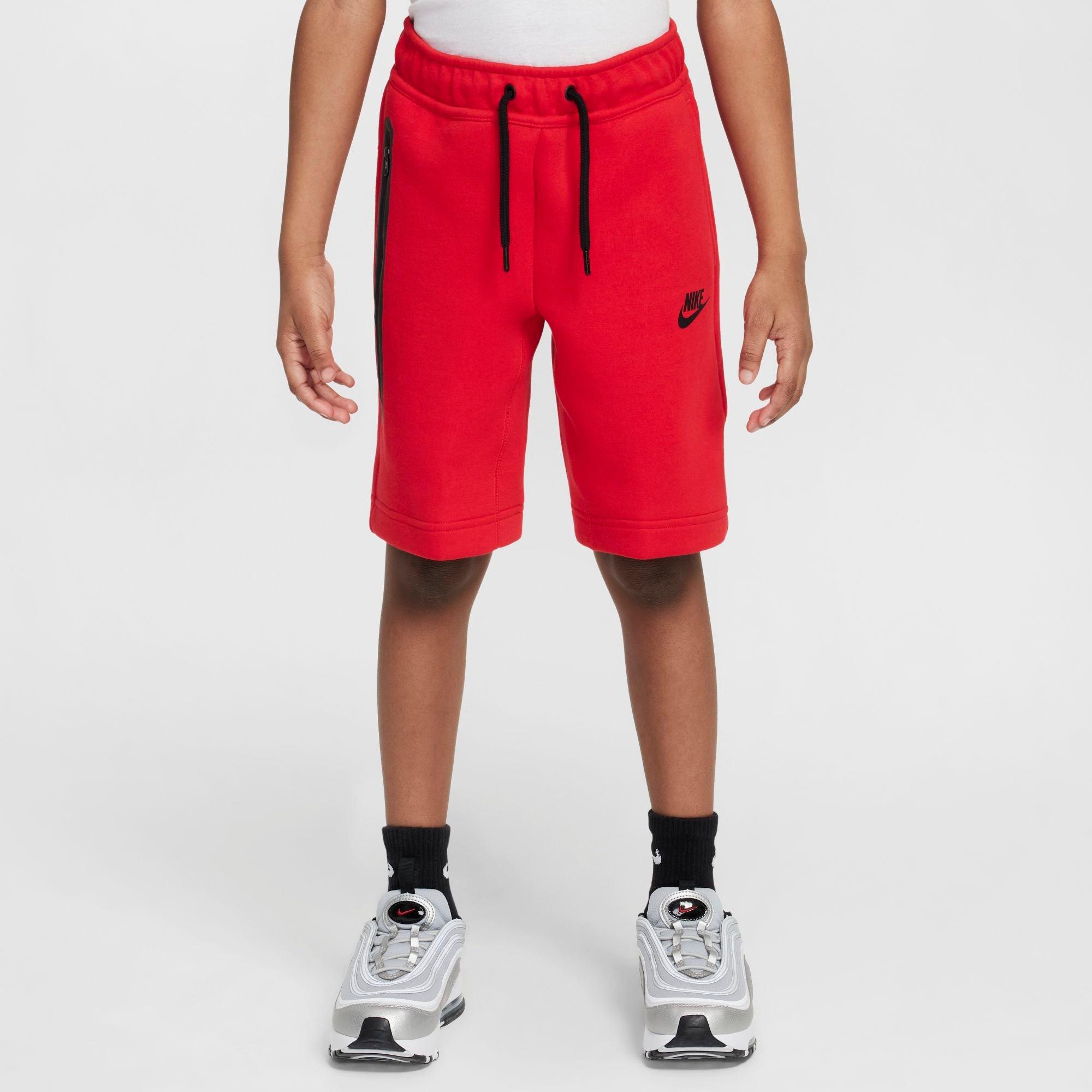 Nike Boys' Tech Fleece Shorts in Red/University Red Size XS Cotton/Polyester/Fleece