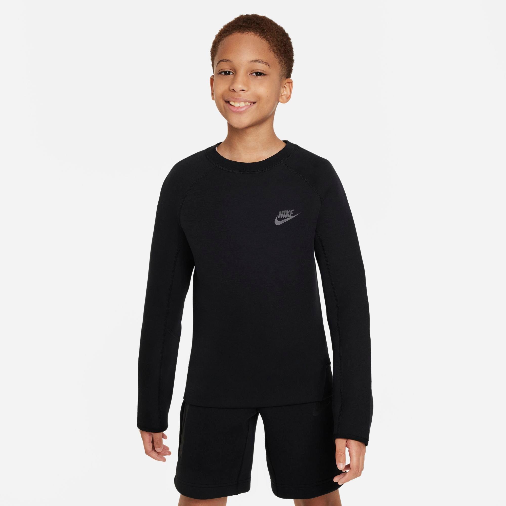 Shop Nike Boys' Sportswear Tech Fleece Sweatshirt In Black/black/black