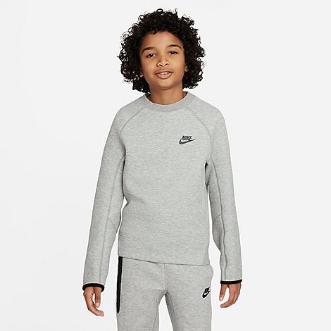 Shop Nike Boys' Sportswear Tech Fleece Sweatshirt In Dark Grey Heather/black/black