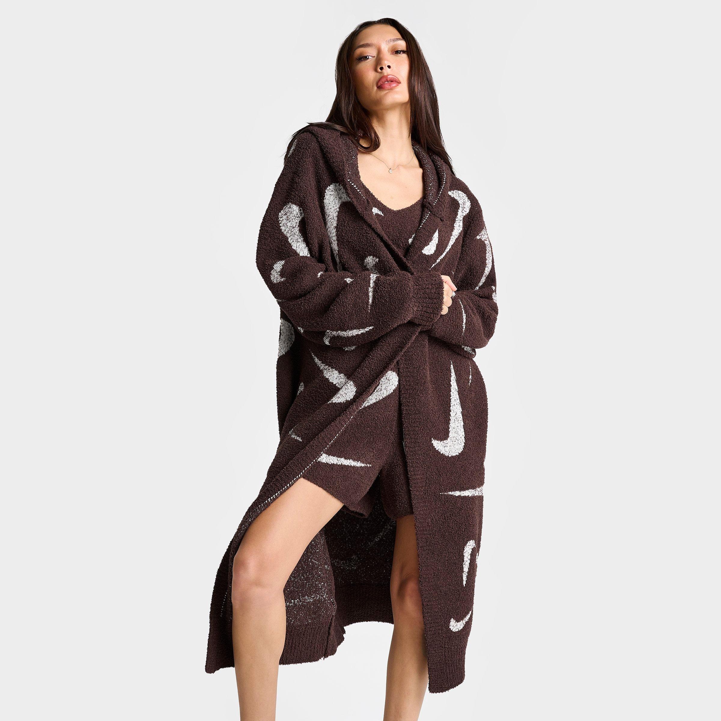 Nike Women's Sportswear Phoenix Cozy Knit Cardigan in Earth/Light Orewood Brown Size: XS