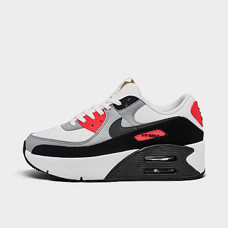 Shop Nike Women's Air Max 90 Lv8 Casual Shoes In Summit White/black/wolf Grey/smoke Grey/infrared