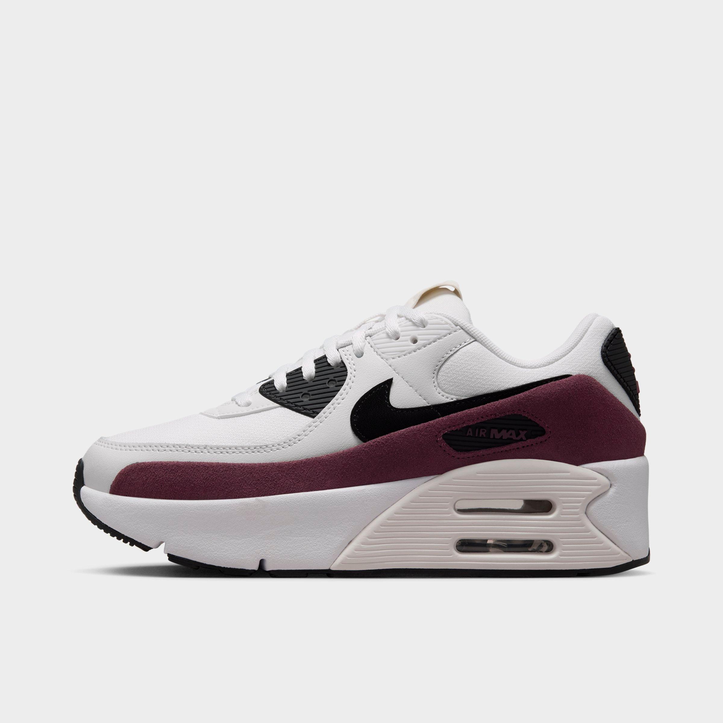 Nike Women's Air Max 90 LV8 Casual Shoes in Sail/Black/Night Maroon Size: 5