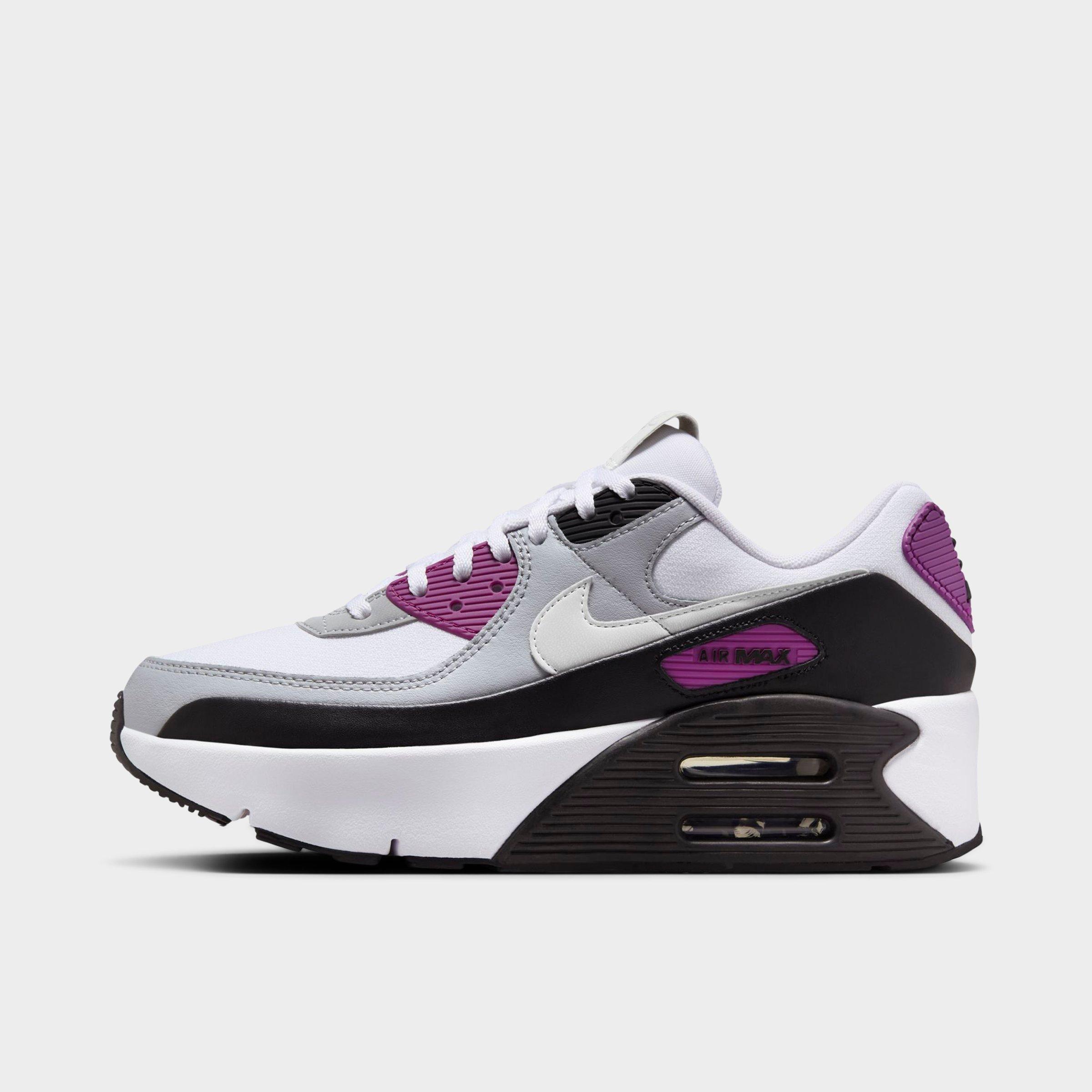 Nike Women's Air Max 90 LV8 Casual Shoes in White/Purple/White Size 10.5 Leather/Suede