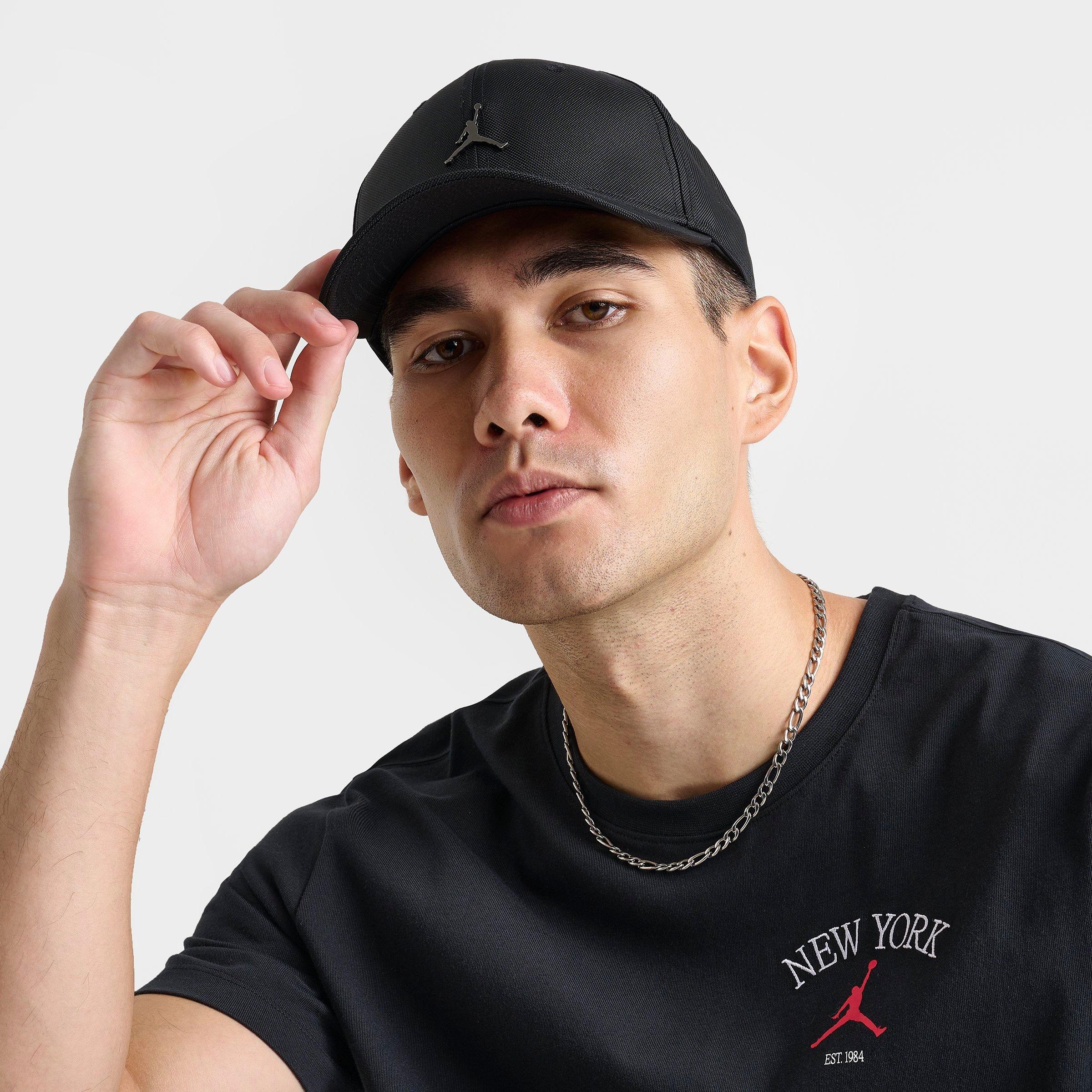 Jordan Jumpman Rise Metal Logo Strapback Hat in Black/Gunmetal Size: Medium/Large