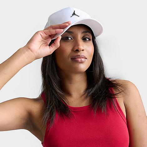 Nike Jordan Jumpman Rise Metal Logo Strapback Hat In White/gunmetal