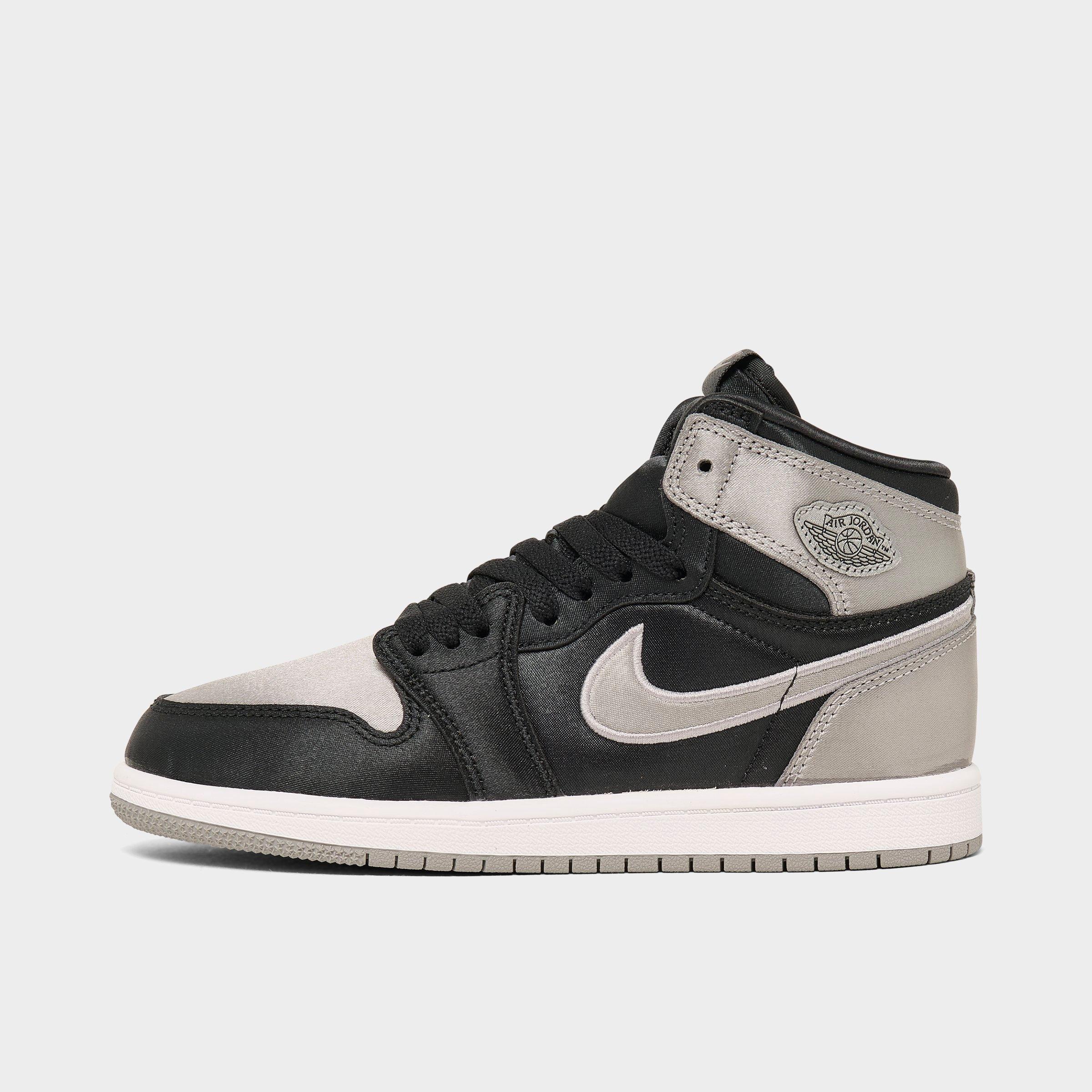Jordan Little Kids Air Retro 1 High OG Casual Shoes in Black/Medium Grey/White Size: 1.0