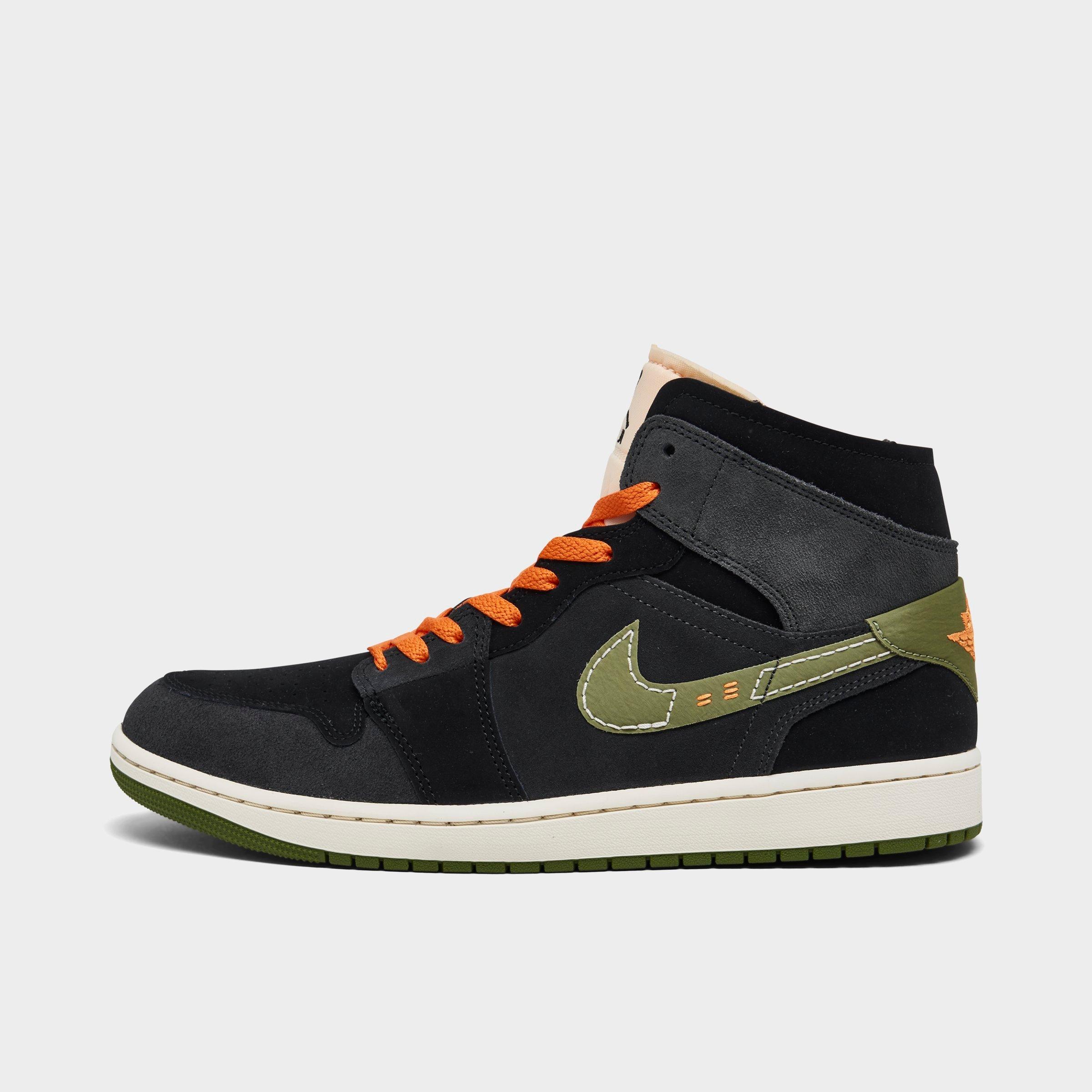 Shop Nike Air Jordan Retro 1 Mid Se Craft Halloween Casual Shoes In Anthracite/sky J Light Olive/black