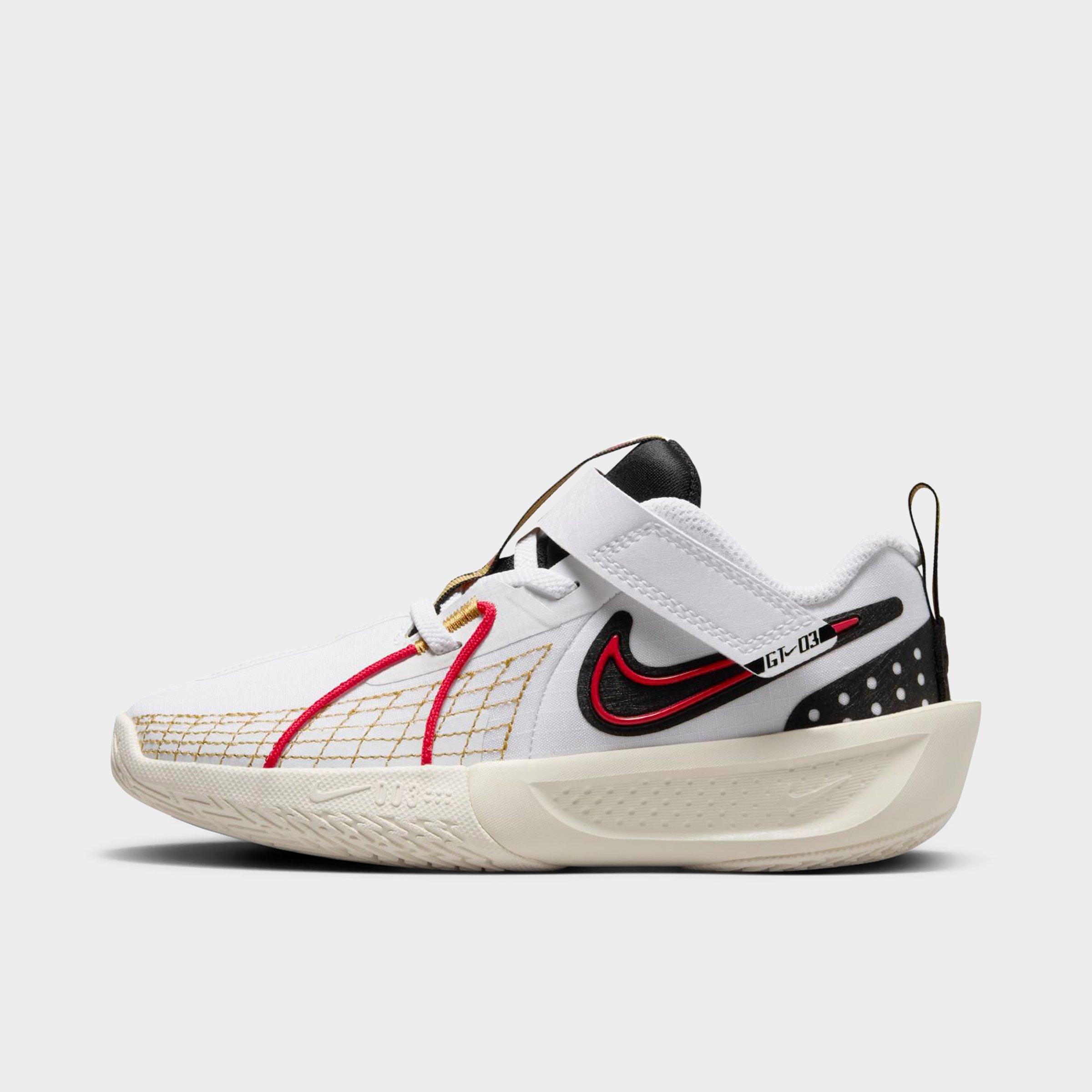Nike Little Kids G. T. Cut 3 Basketball Shoes in White/Black/Bronzine Size: 13.0