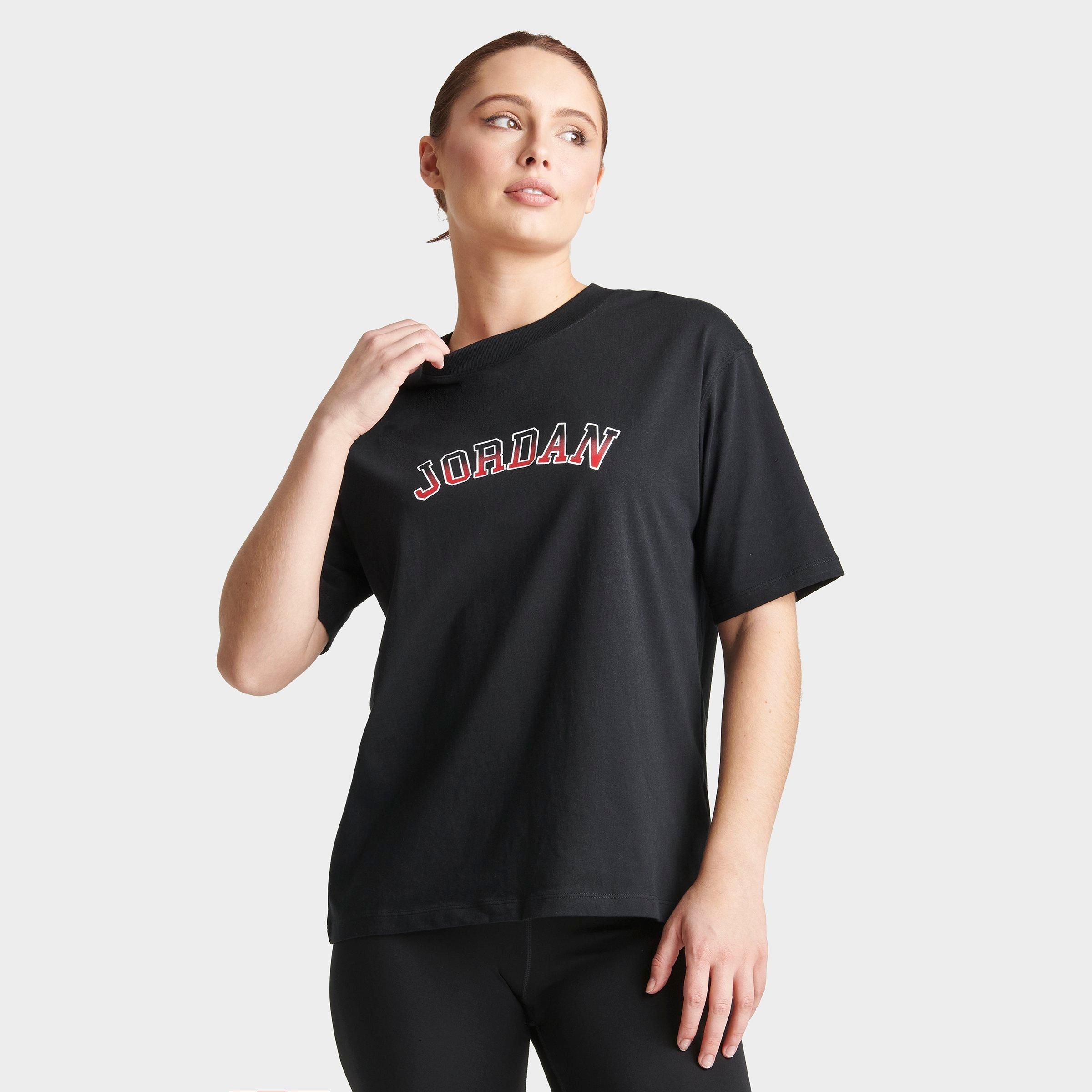 Nike Jordan Text Graphic T-shirt In Black And Gym Red In Black/red