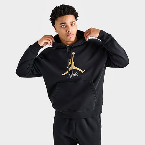 Nike Jordan Men's Essentials Baseline Fleece Hoodie In Black/gold