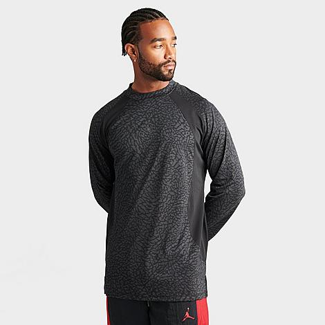 Nike Jordan Men's Dri-fit Adv Sport Elephant Print Long-sleeve Top In Dark Shadow/black/dark Shadow