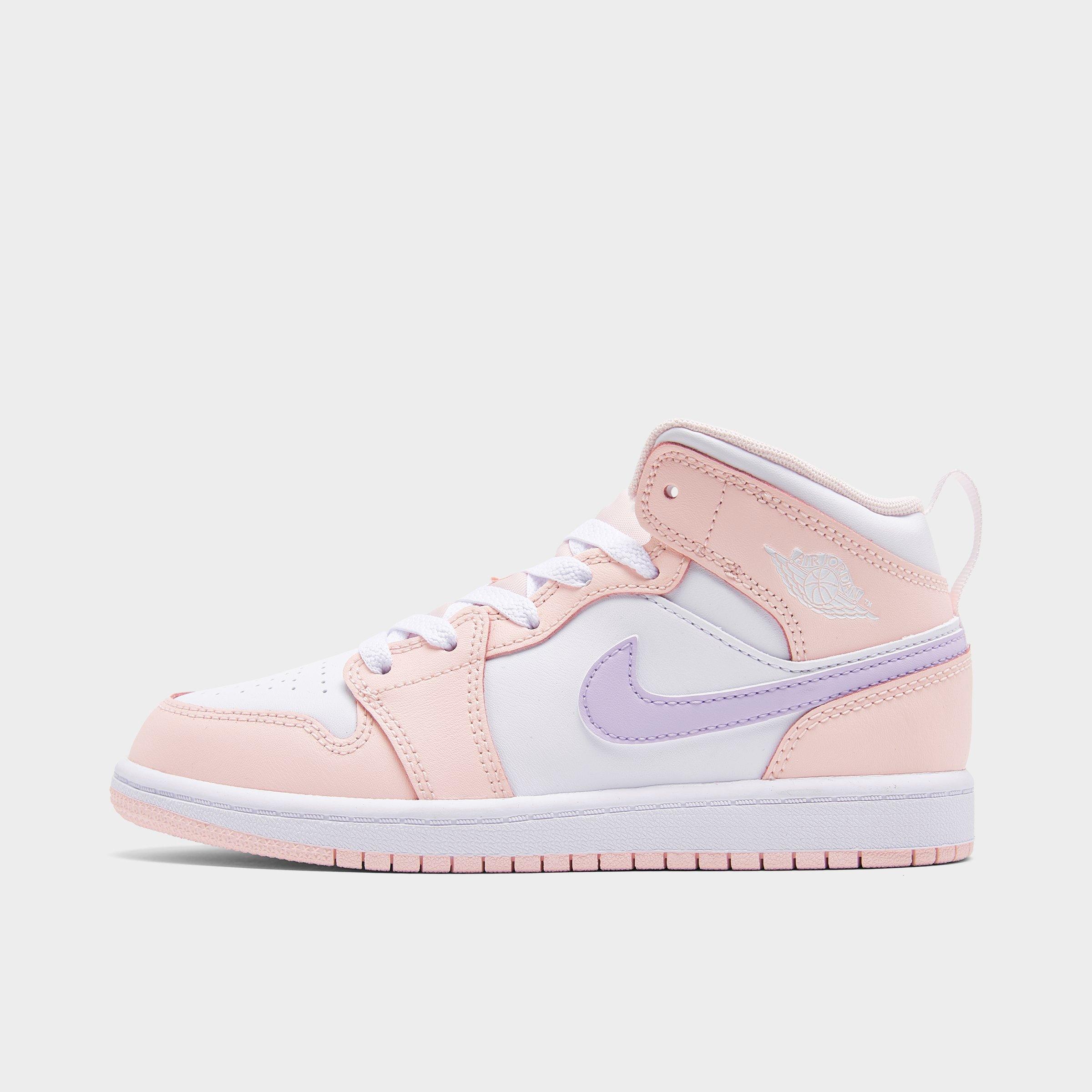 Nike Girls' Little Kids' Air Jordan Retro 1 Mid Casual Shoes In Pink Wash/white/violet Frost