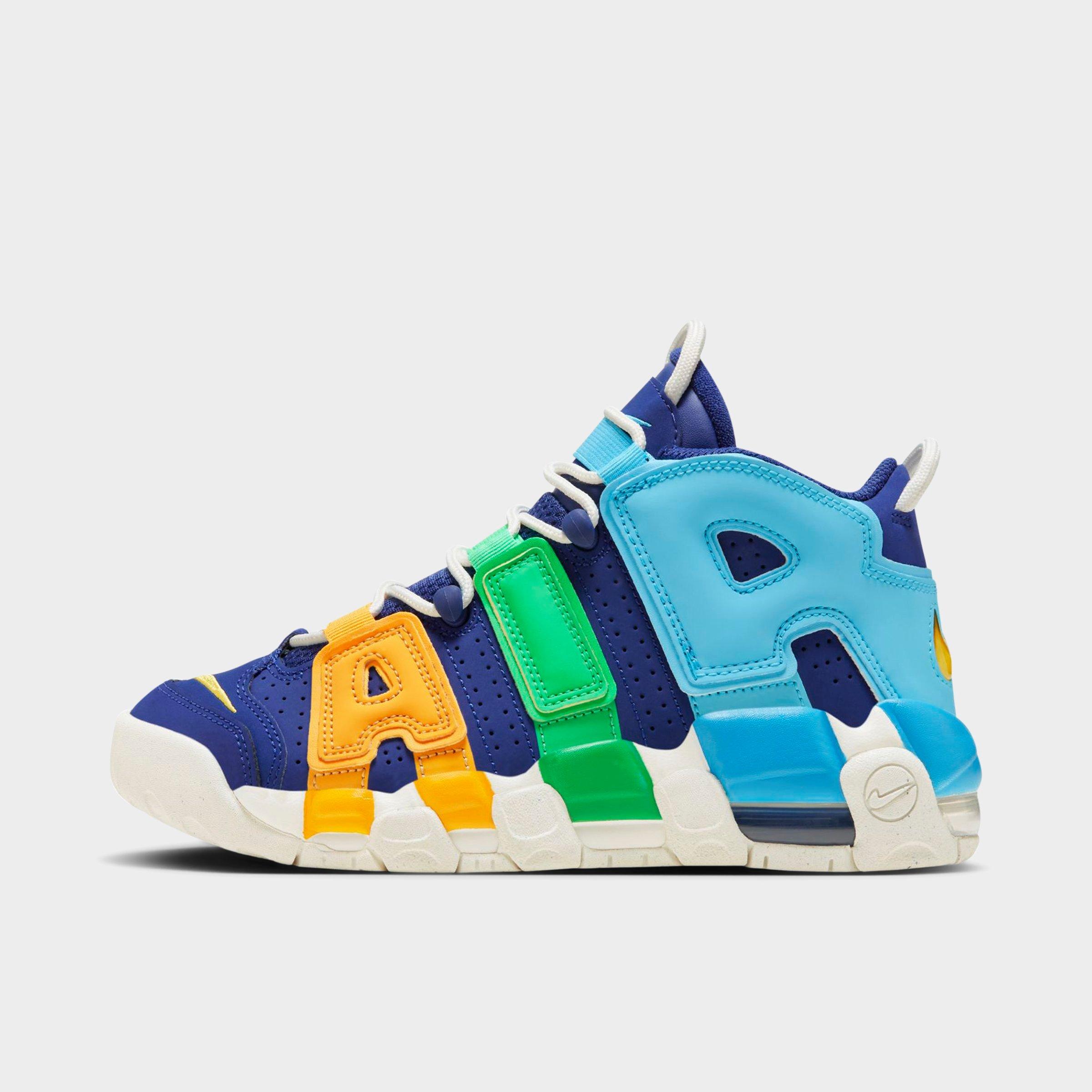 Nike Big Kids' Air More Uptempo Basketball Shoes In Blue/yellow/green