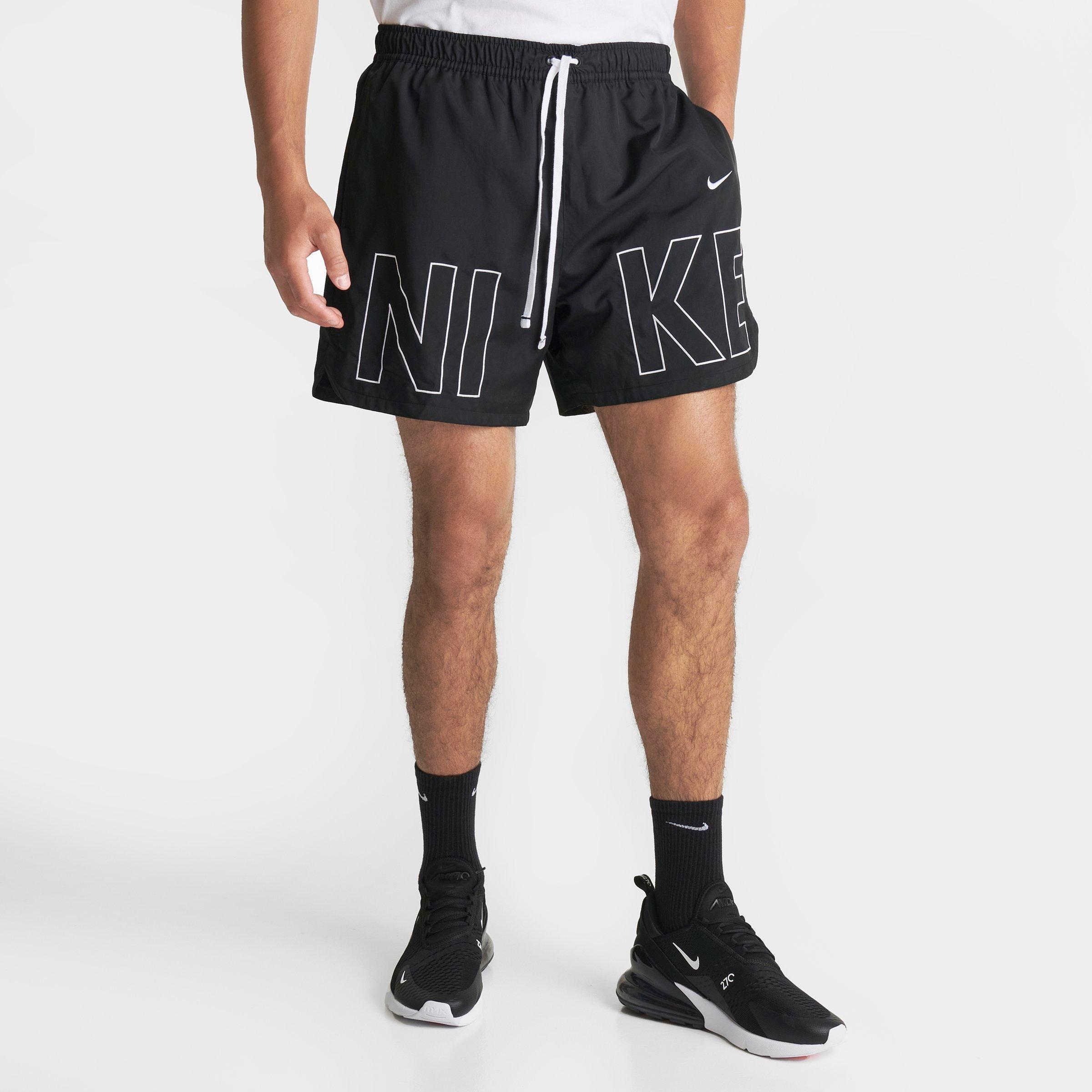 Nike Men's Sportswear Embroidered Woven Flow Shorts In Black/white