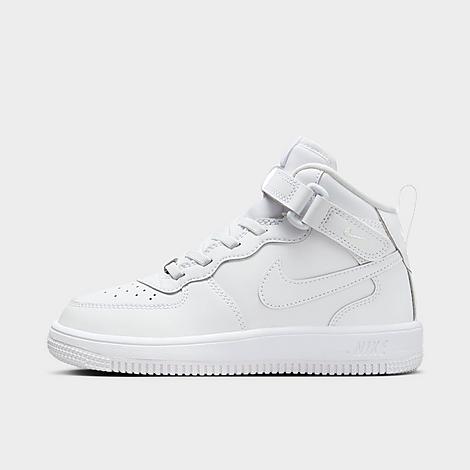 Shop Nike Little Kids' Air Force 1 Mid Easyon Stretch Lace Casual Shoes (8c-13c) In White/white/white