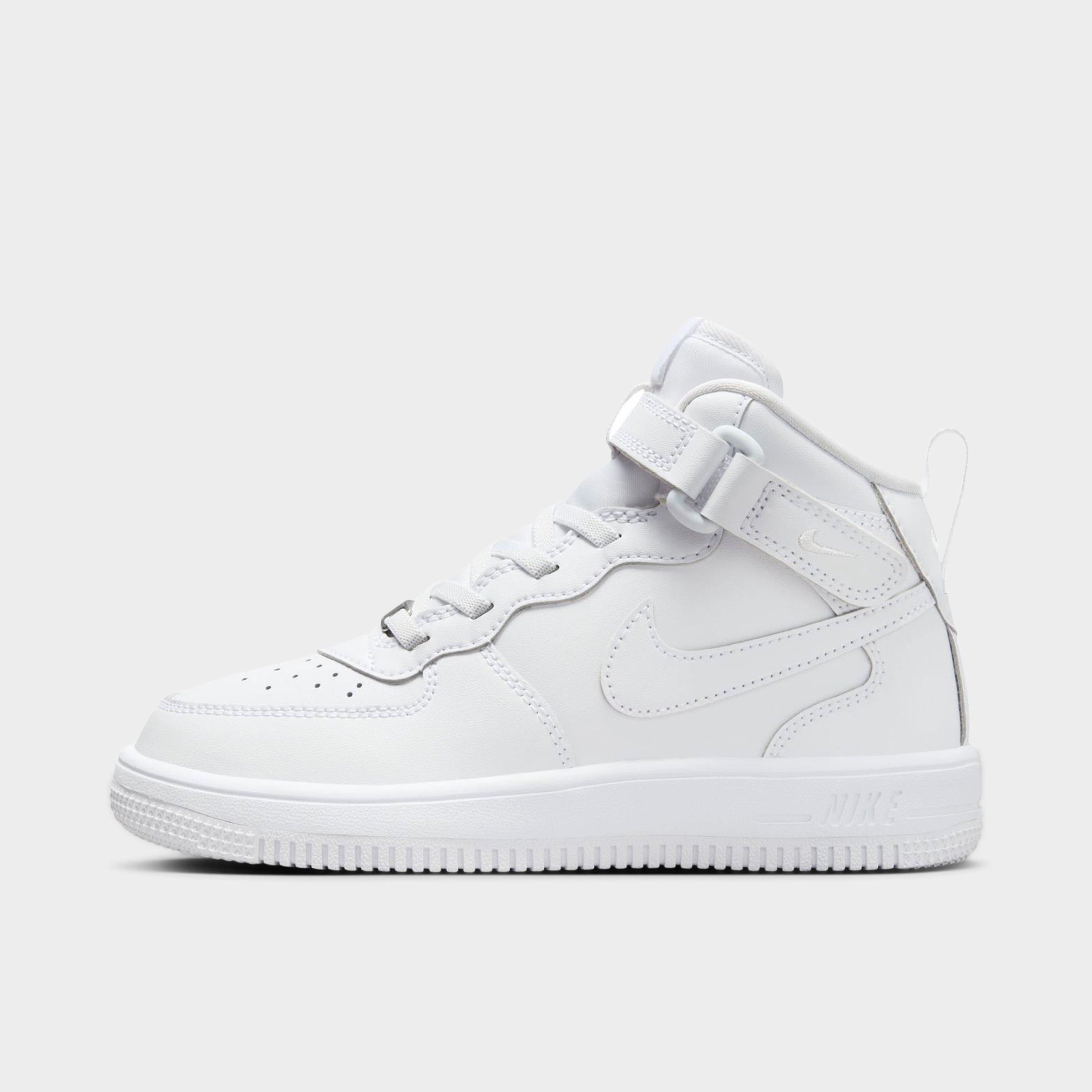 Shop Nike Little Kids' Air Force 1 Mid Easyon Stretch Lace Casual Shoes (8c-13c) In White/white/white