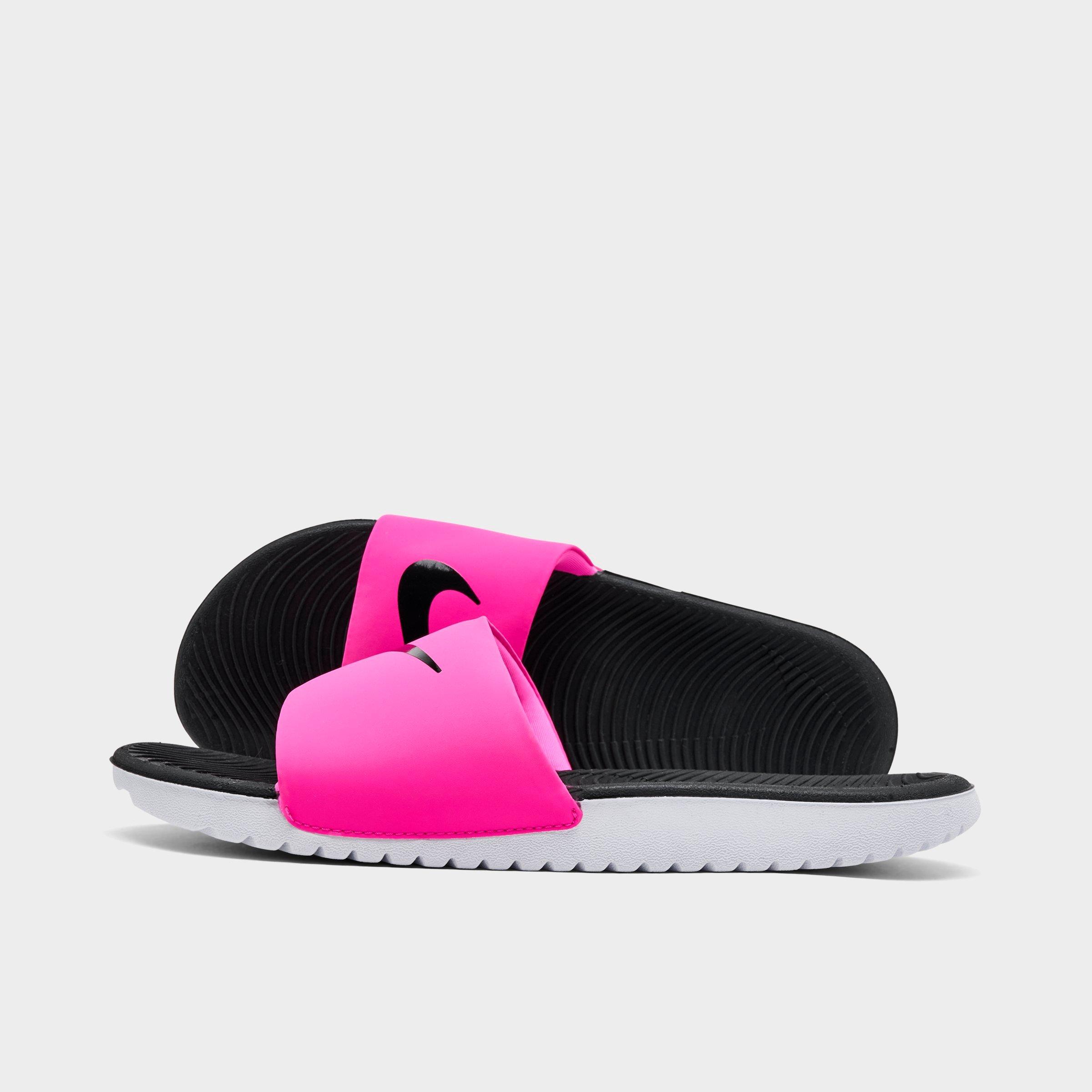 Nike Big Kids Kawa Slide Sandals in Laser Fuchsia/White/Black Size: 4.0
