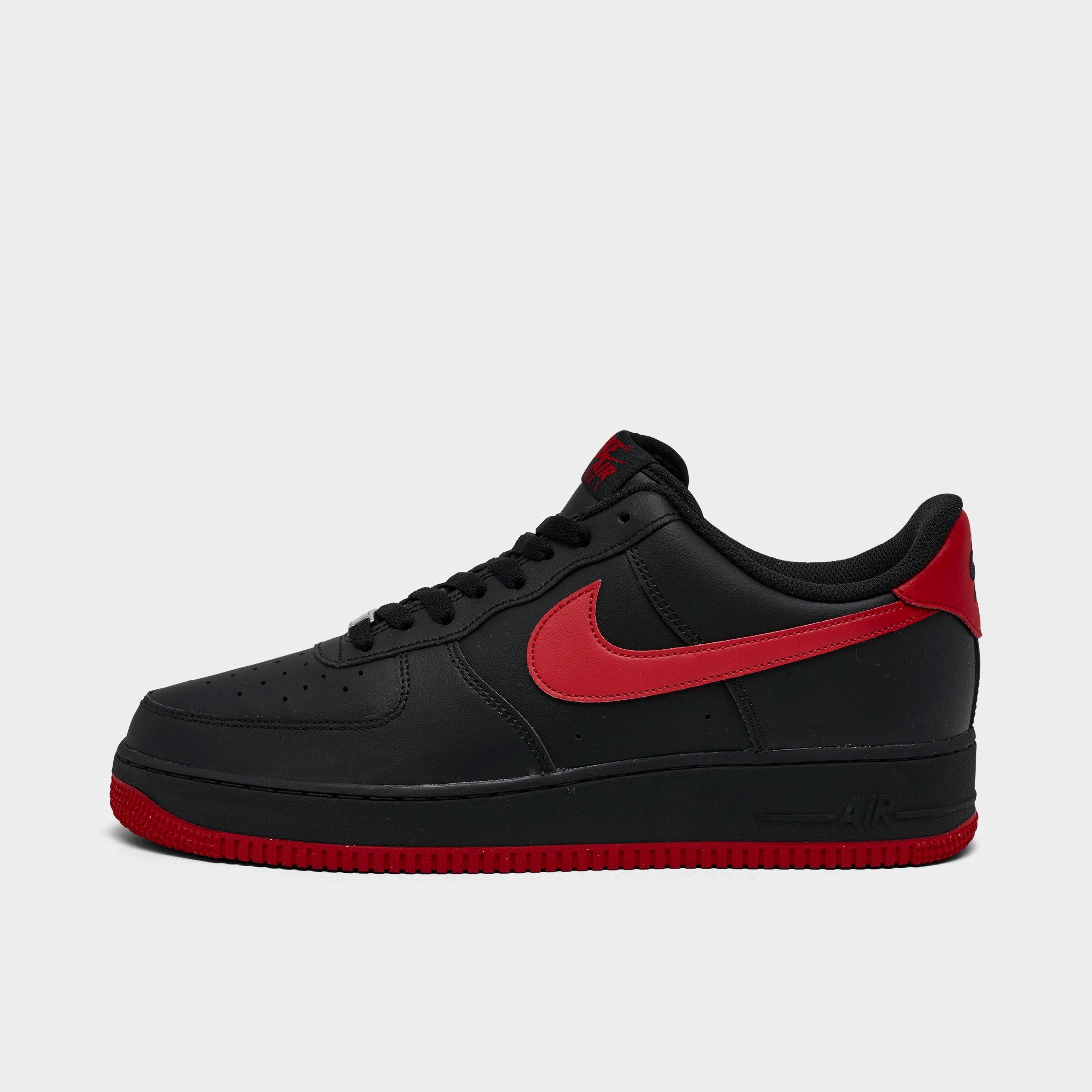 Nike Men's Air Force 1 '07 Casual Shoes in Black/University Red/Black Size: 7.5
