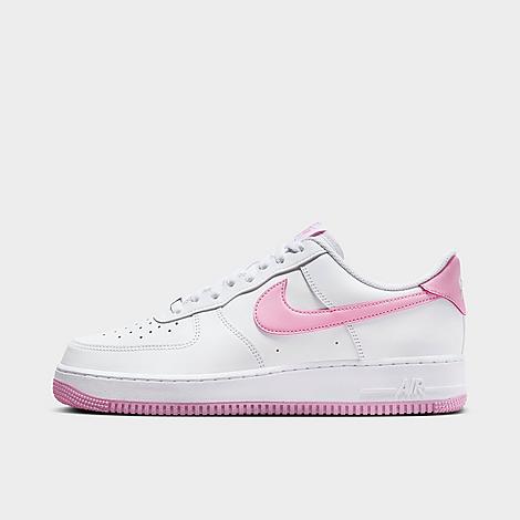 Shop Nike Men's Air Force 1 '07 Casual Shoes In White/pink Rise/white
