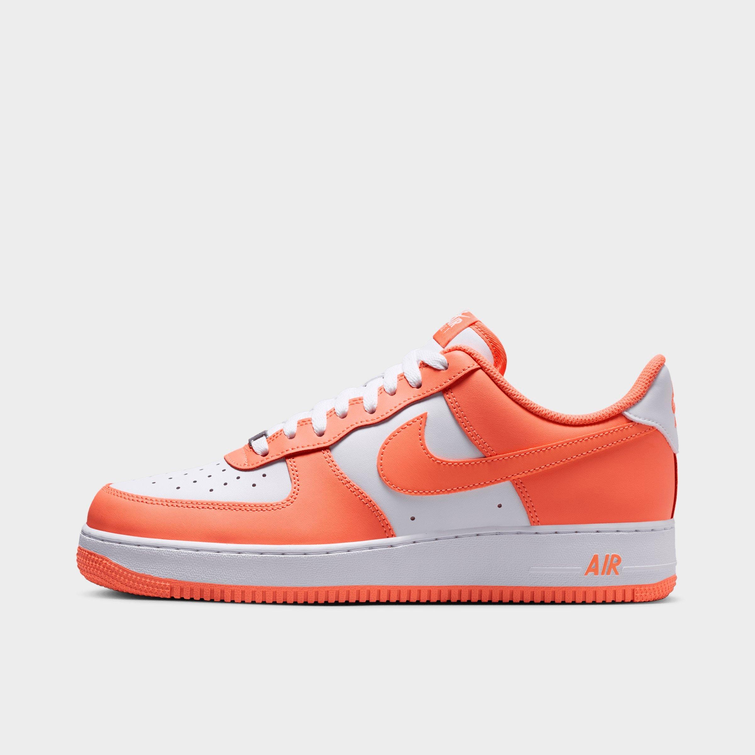 Nike Men's Air Force 1 '07 Casual Shoes in White/White/Orange Frost Size: 6.0