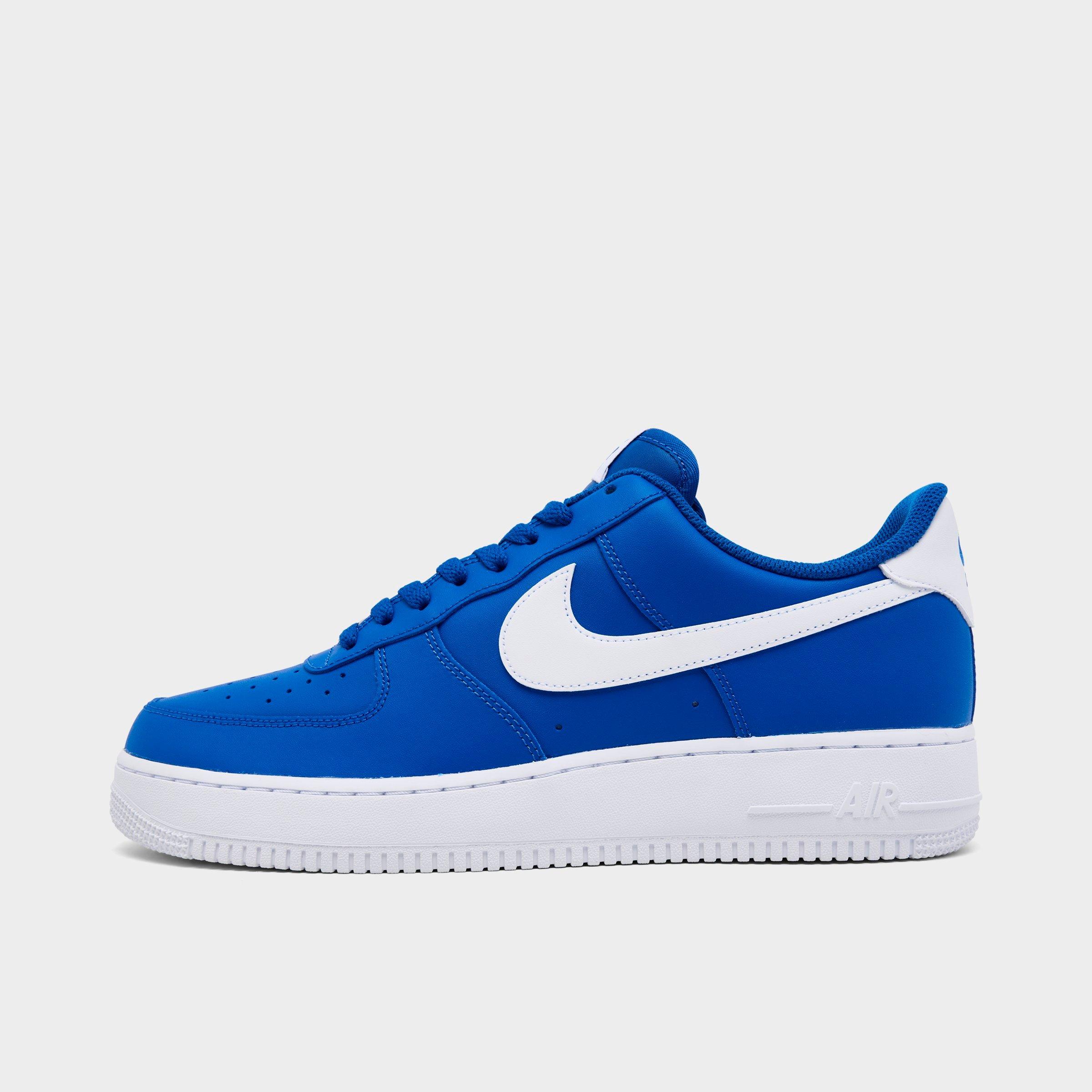 Nike Men's Air Force 1 '07 Casual Shoes in College Blue/White Size: 7.5