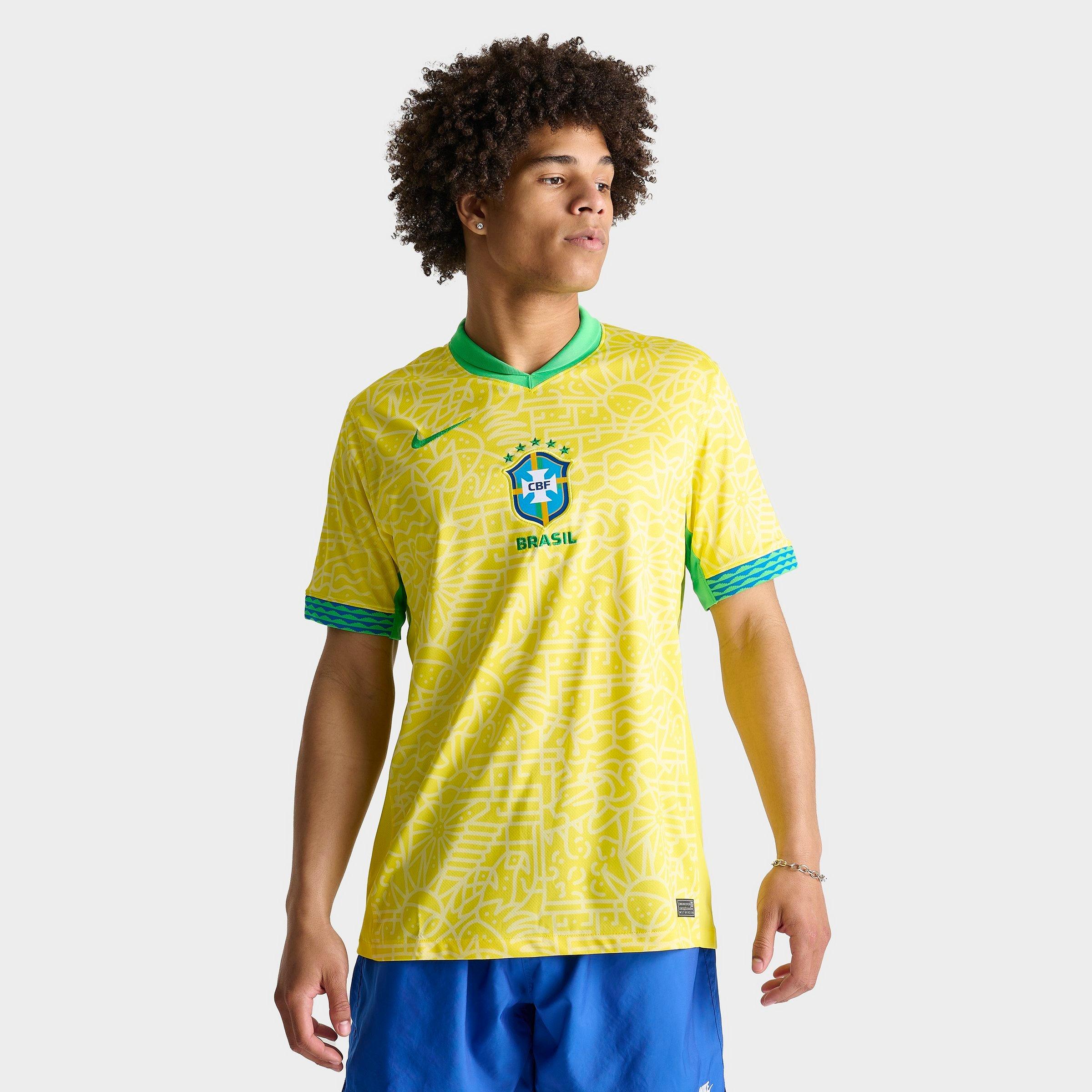 Shop Nike Men's Brazil 2024 Stadium Home Dri-fit Replica Soccer Jersey In Dynamic Yellow/lemon Chiffon