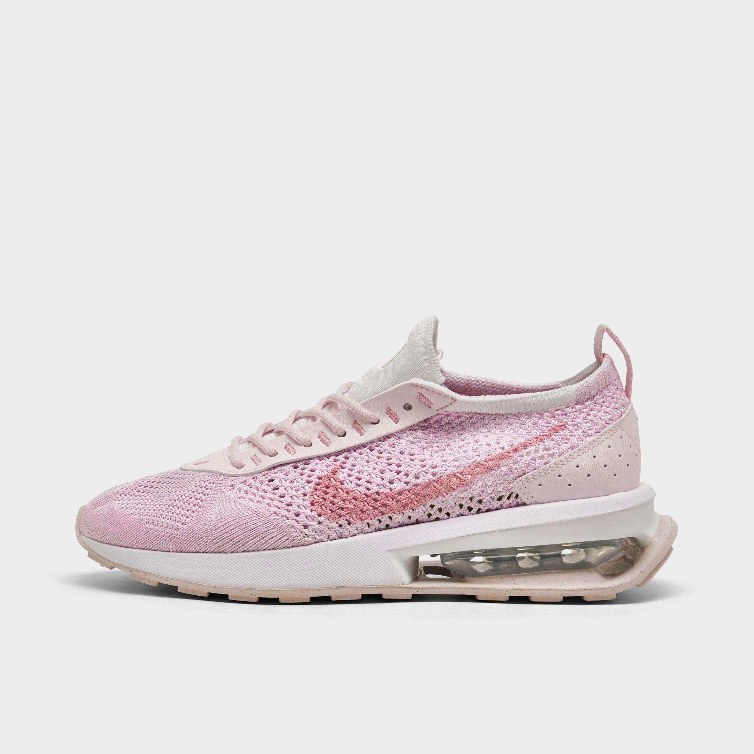 Nike Women's Air Max Flyknit Racer Casual Shoes In White/pearl Pink/football Grey/medium Soft Pink