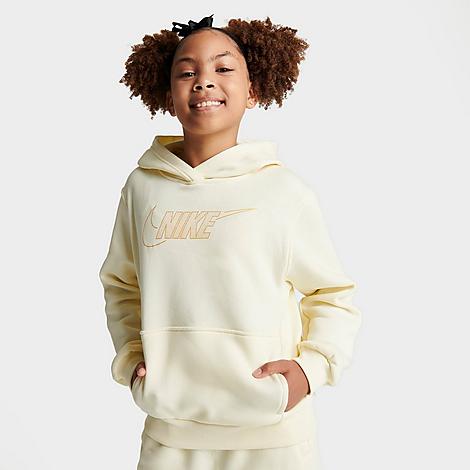 Nike Kids'  Girls' Sportswear Club Fleece Logo Fleece Hoodie In Coconut Milk