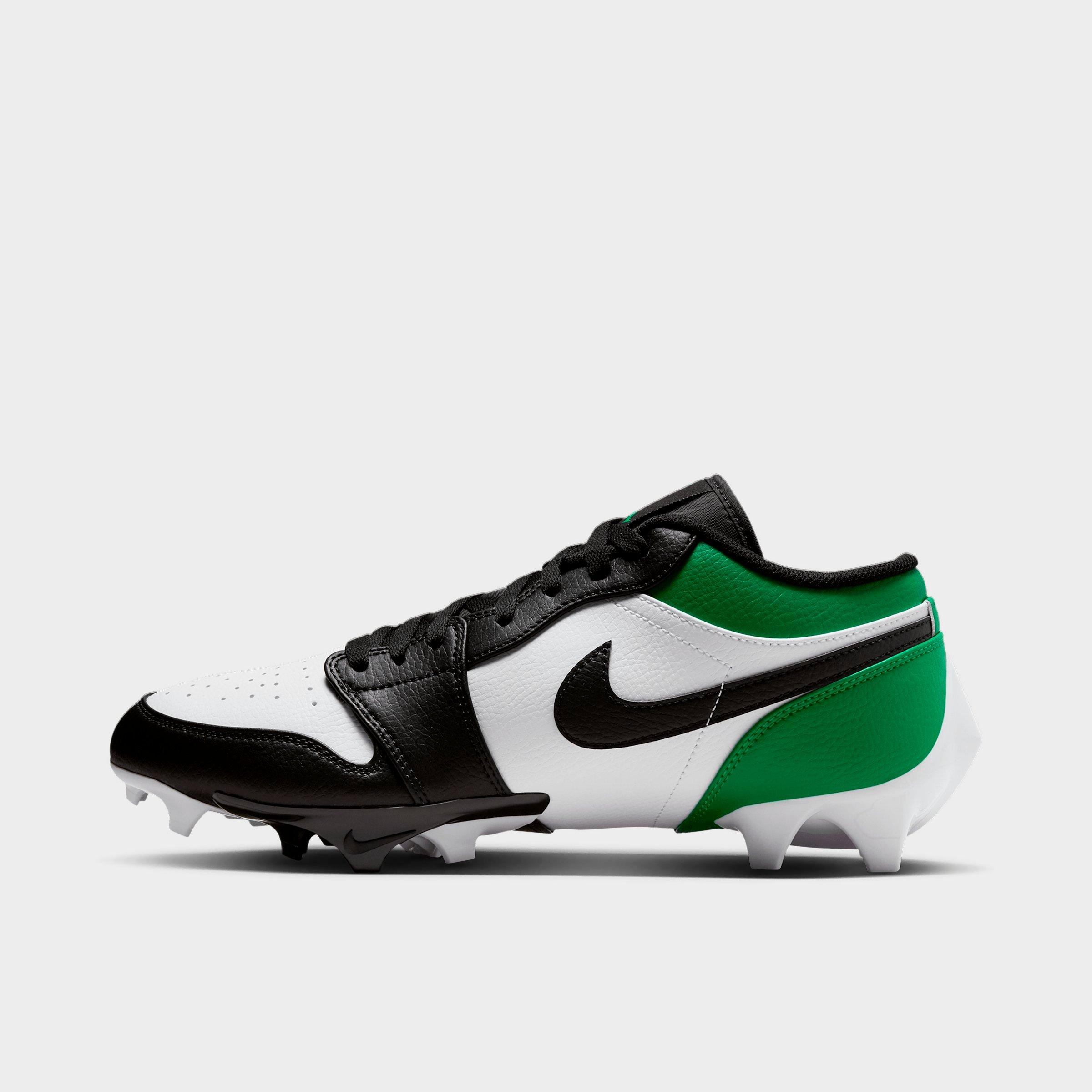 Jordan Men's 1 Low TD Football Cleats in Black/White/Lucky Green Size: 8.0