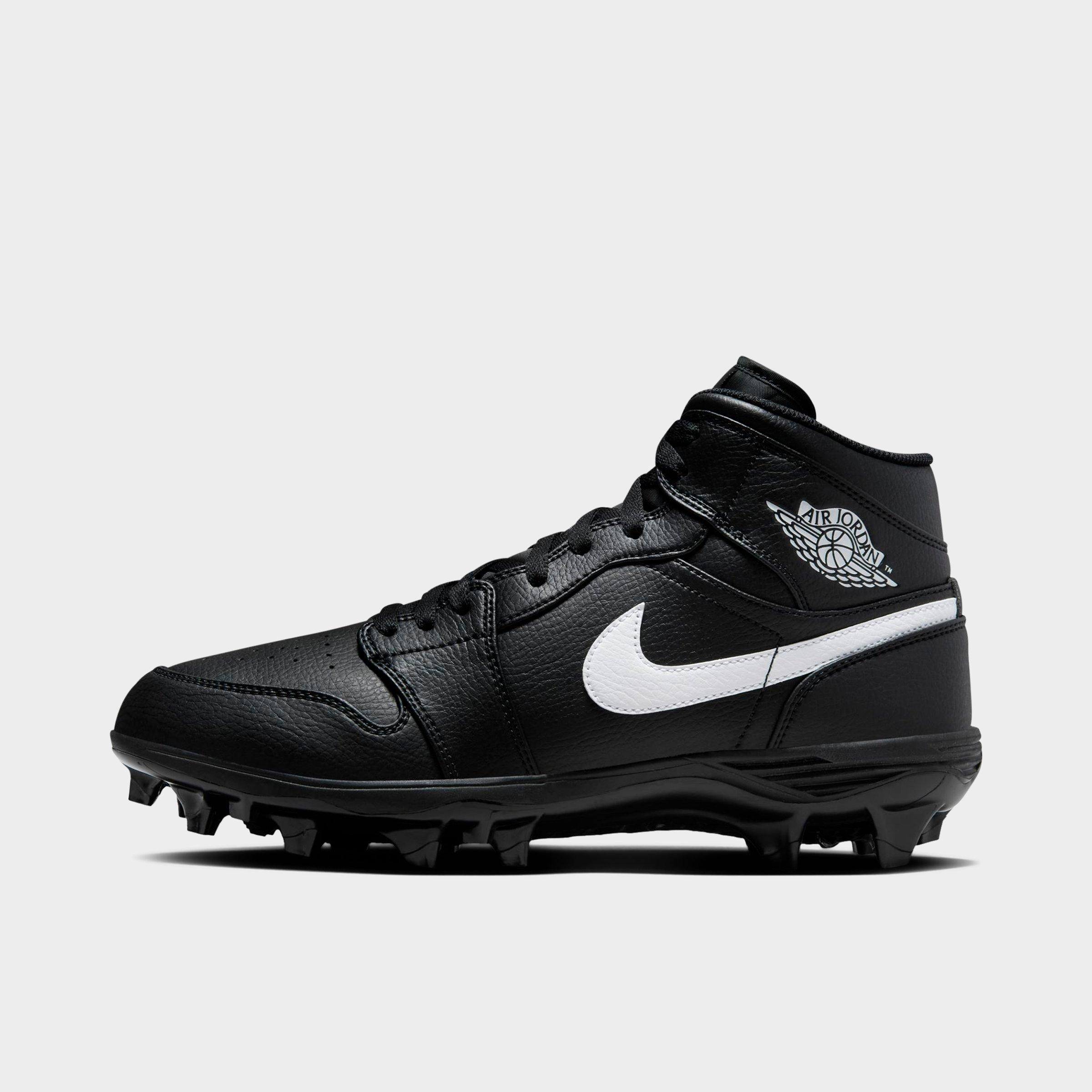Jordan Men's 1 Mid TD Football Cleats in Black/White Size: 7.0