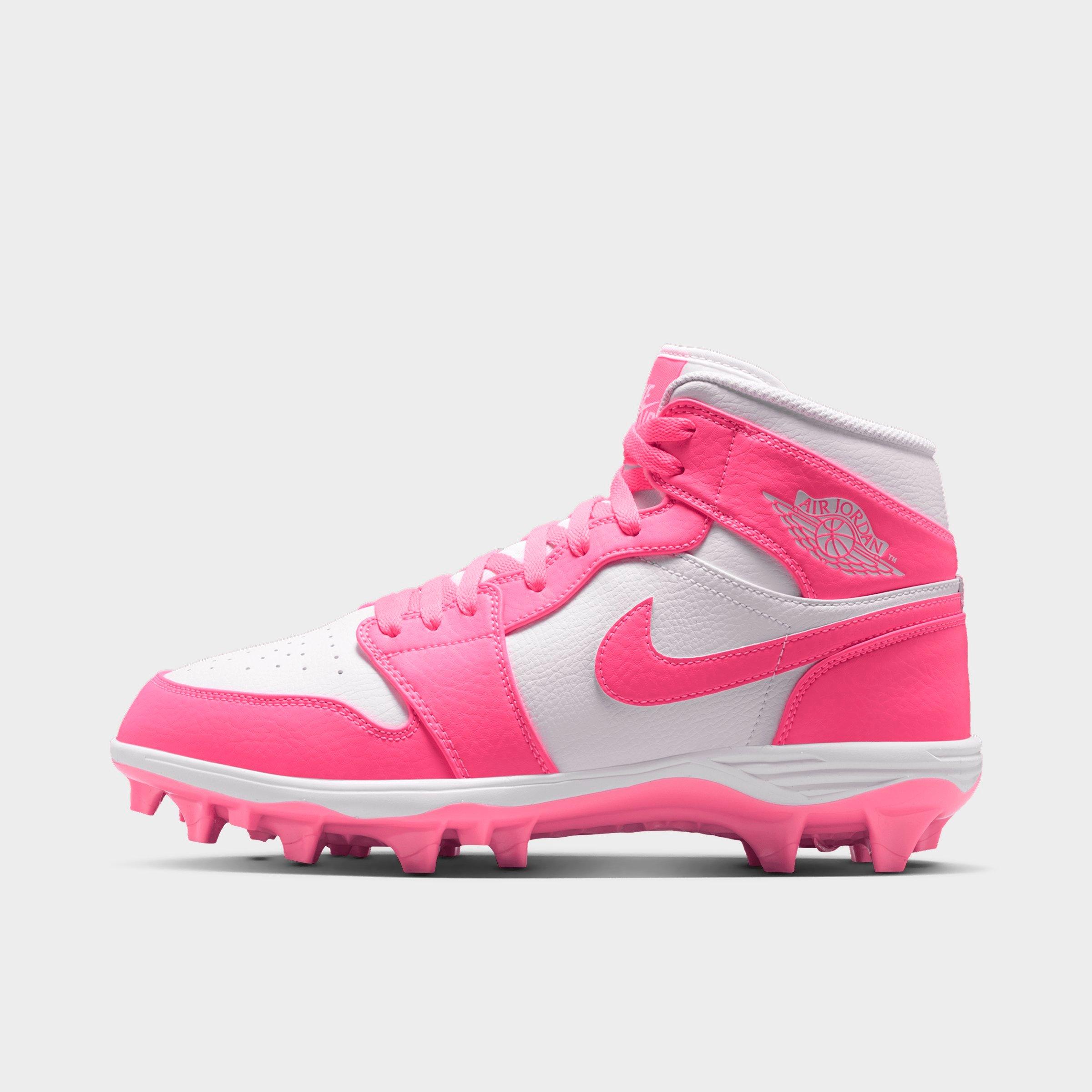 Jordan Men's 1 Mid TD Football Cleats in Digital Pink/White Size: 8.5