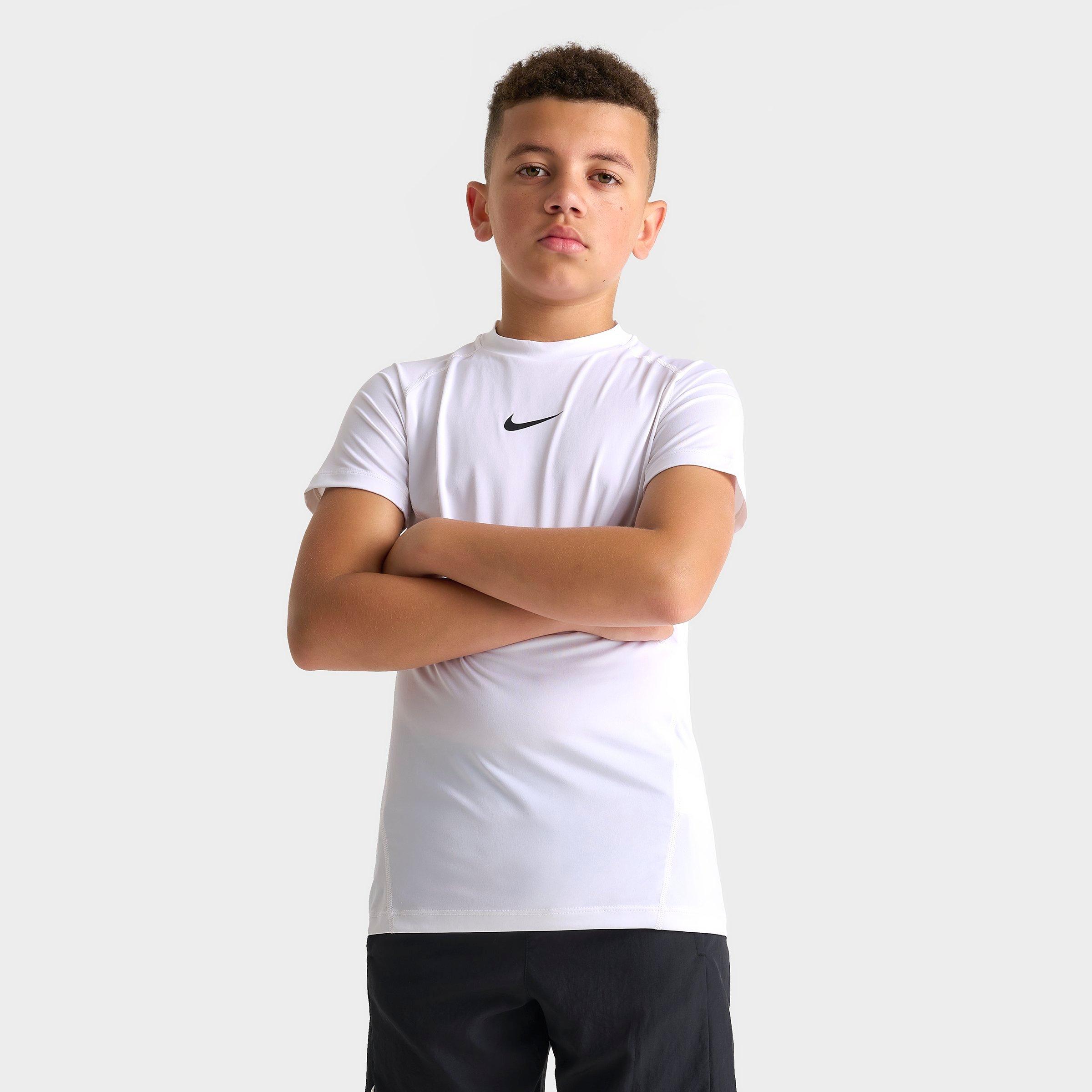 Nike Boys' Dri-FIT Pro T-Shirt in White/White Size Small Polyester/Spandex