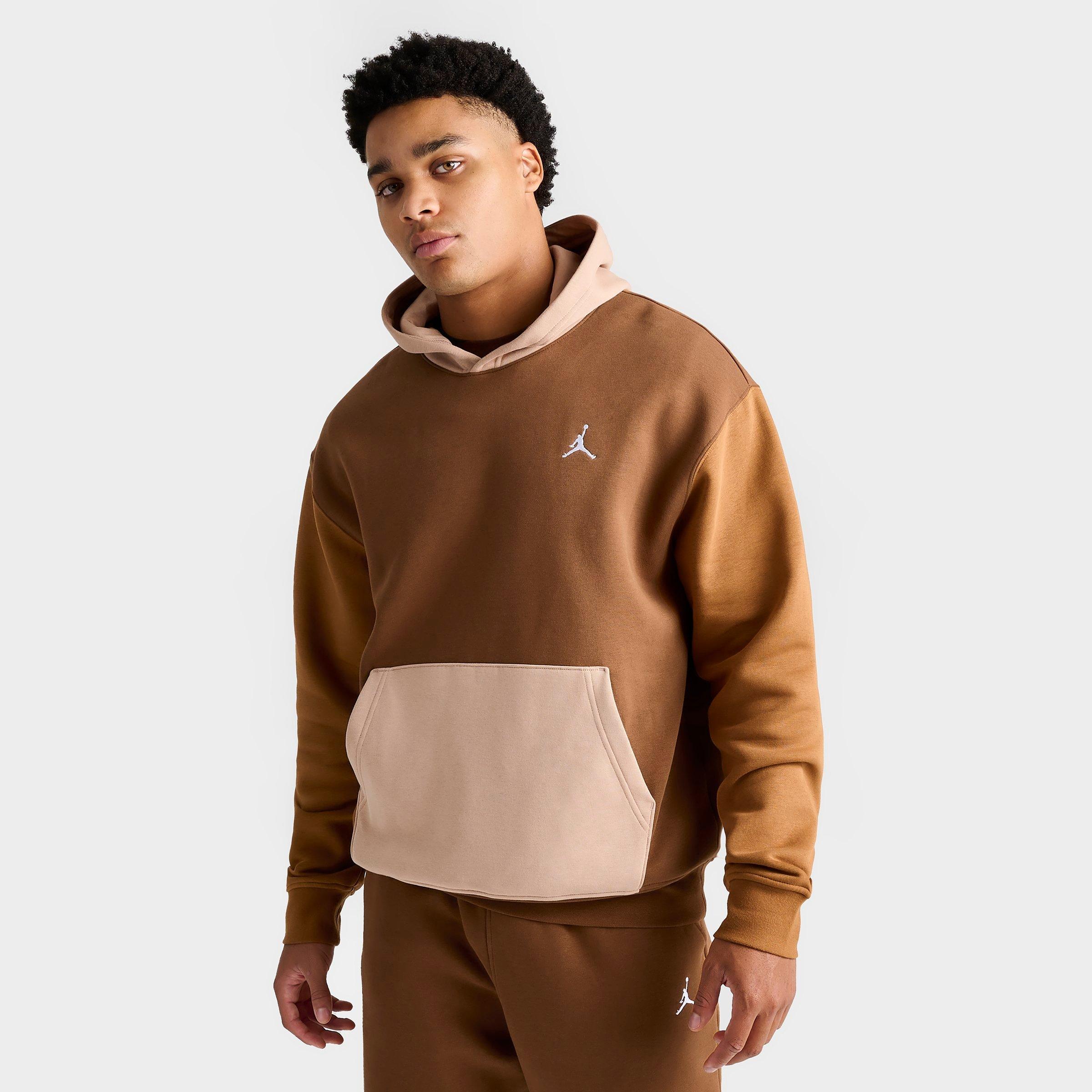 Nike Jordan Men's Essentials Jumpman Logo Fleece Pullover Hoodie In Light British Tan/ale Brown/hemp/white