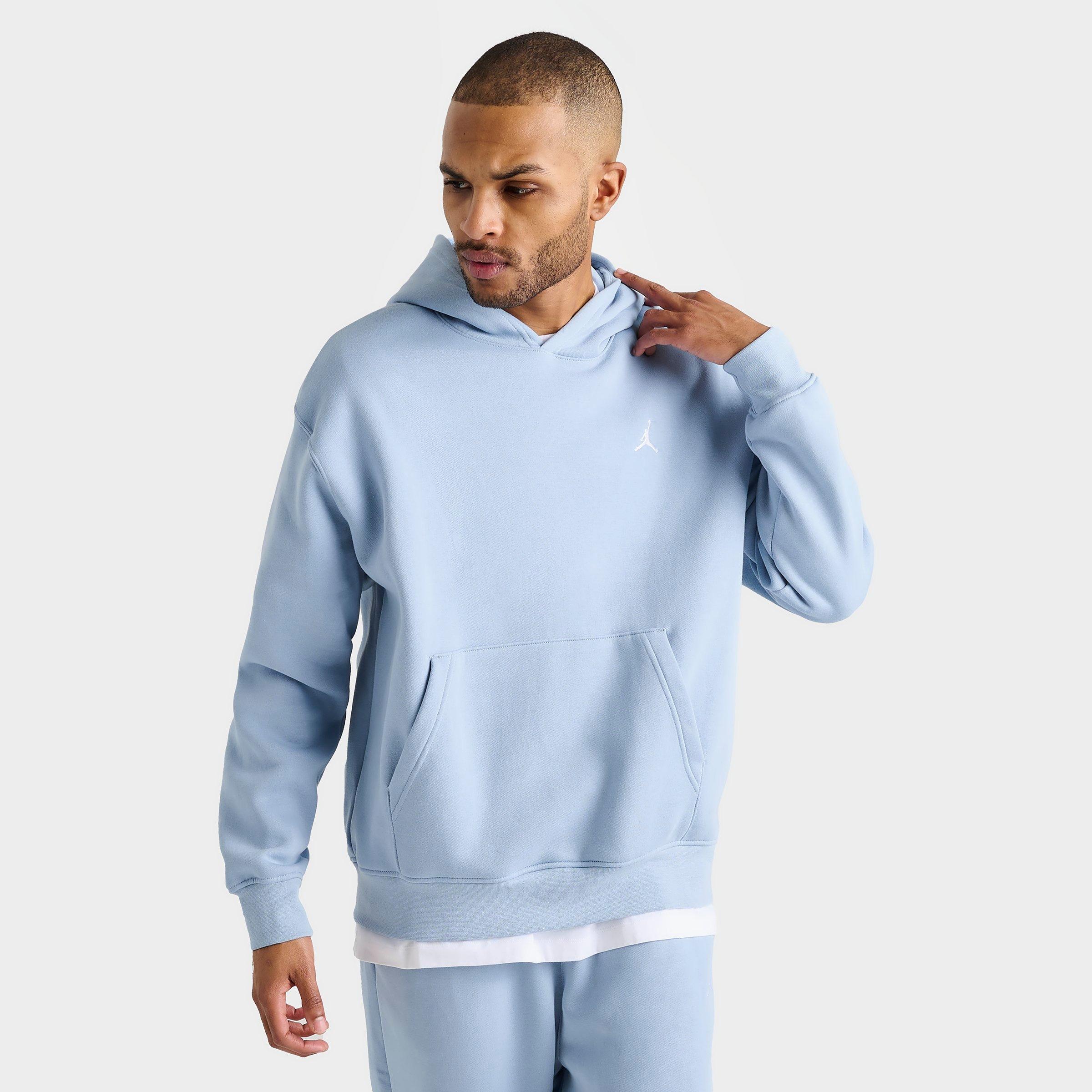 Nike Jordan Men's Essentials Jumpman Logo Fleece Pullover Hoodie In Blue Grey/white