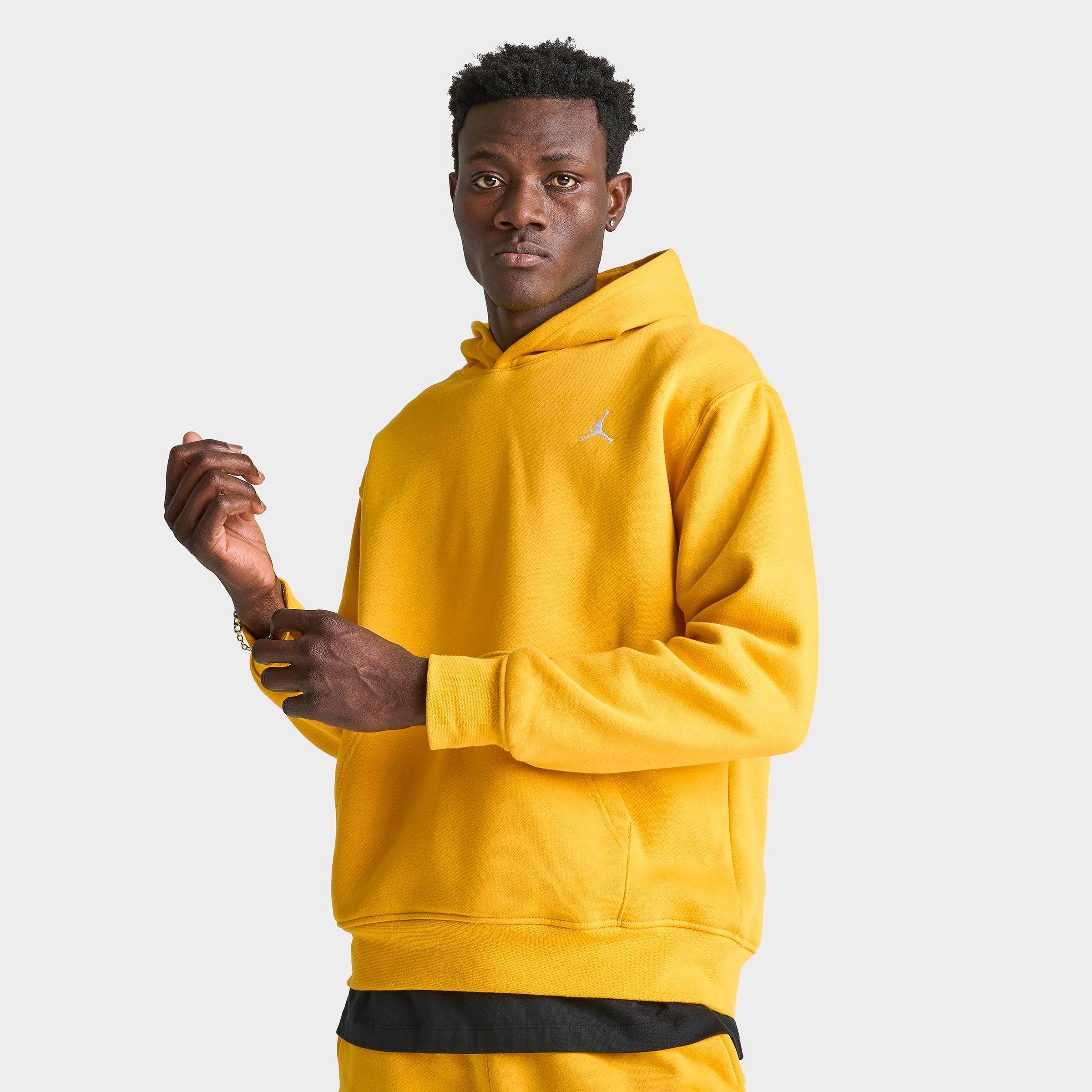 Nike Jordan Men's Essentials Jumpman Logo Fleece Pullover Hoodie In Yellow Ochre/white